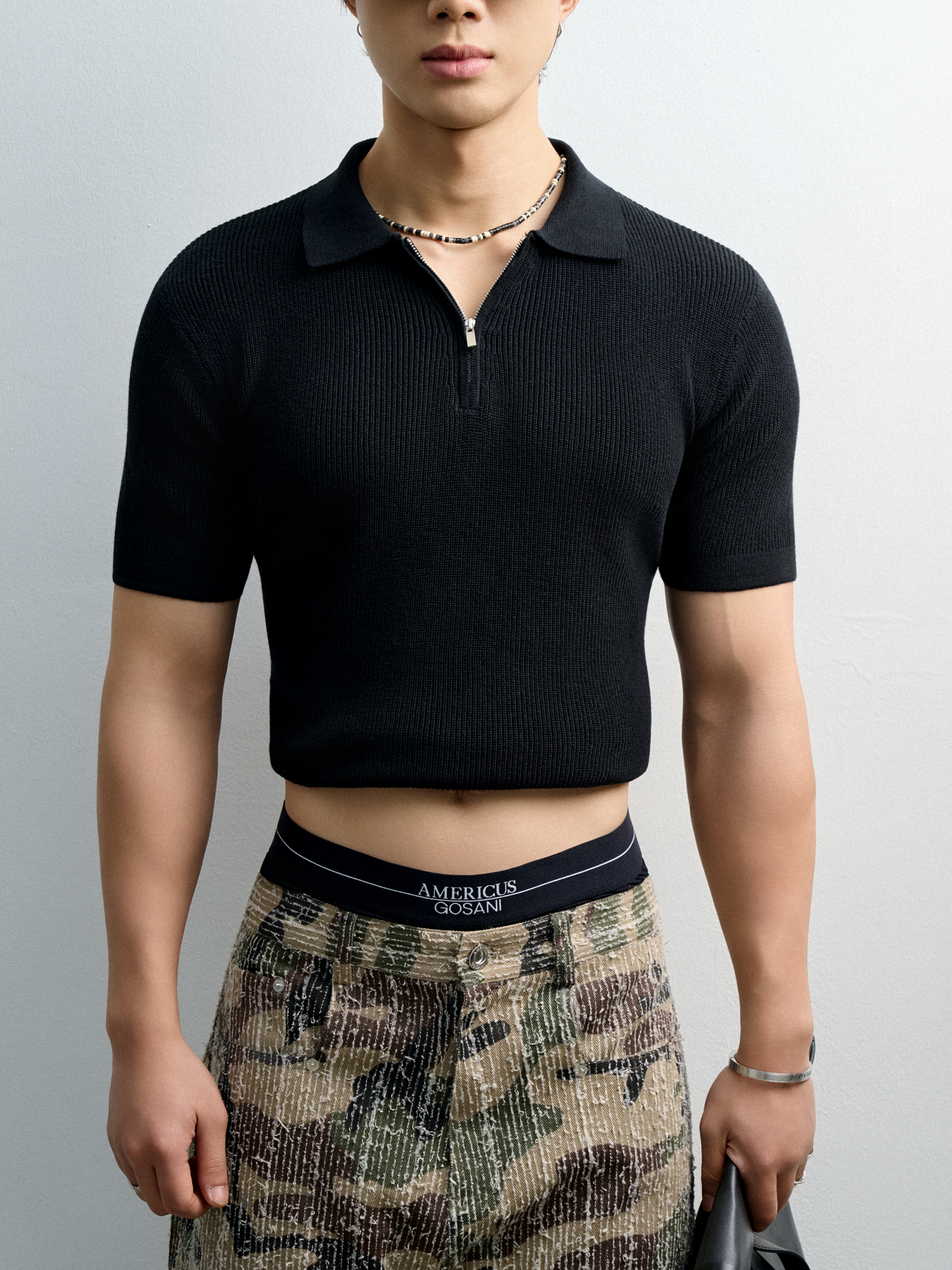 AG767 PREMIUM REGULAR FIT KNIT POLO - BLACK
