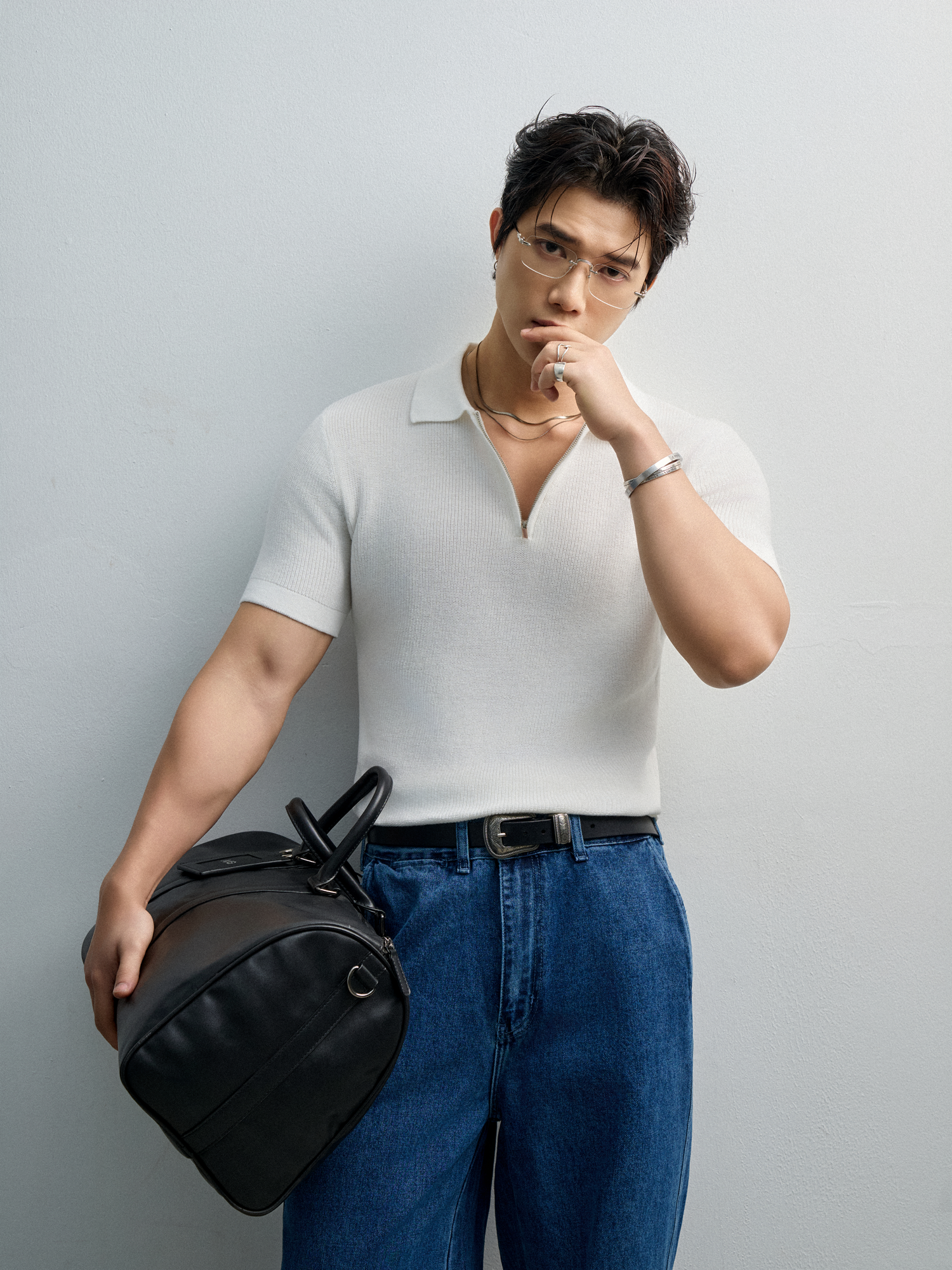 AG767 PREMIUM REGULAR FIT KNIT POLO - WHITE