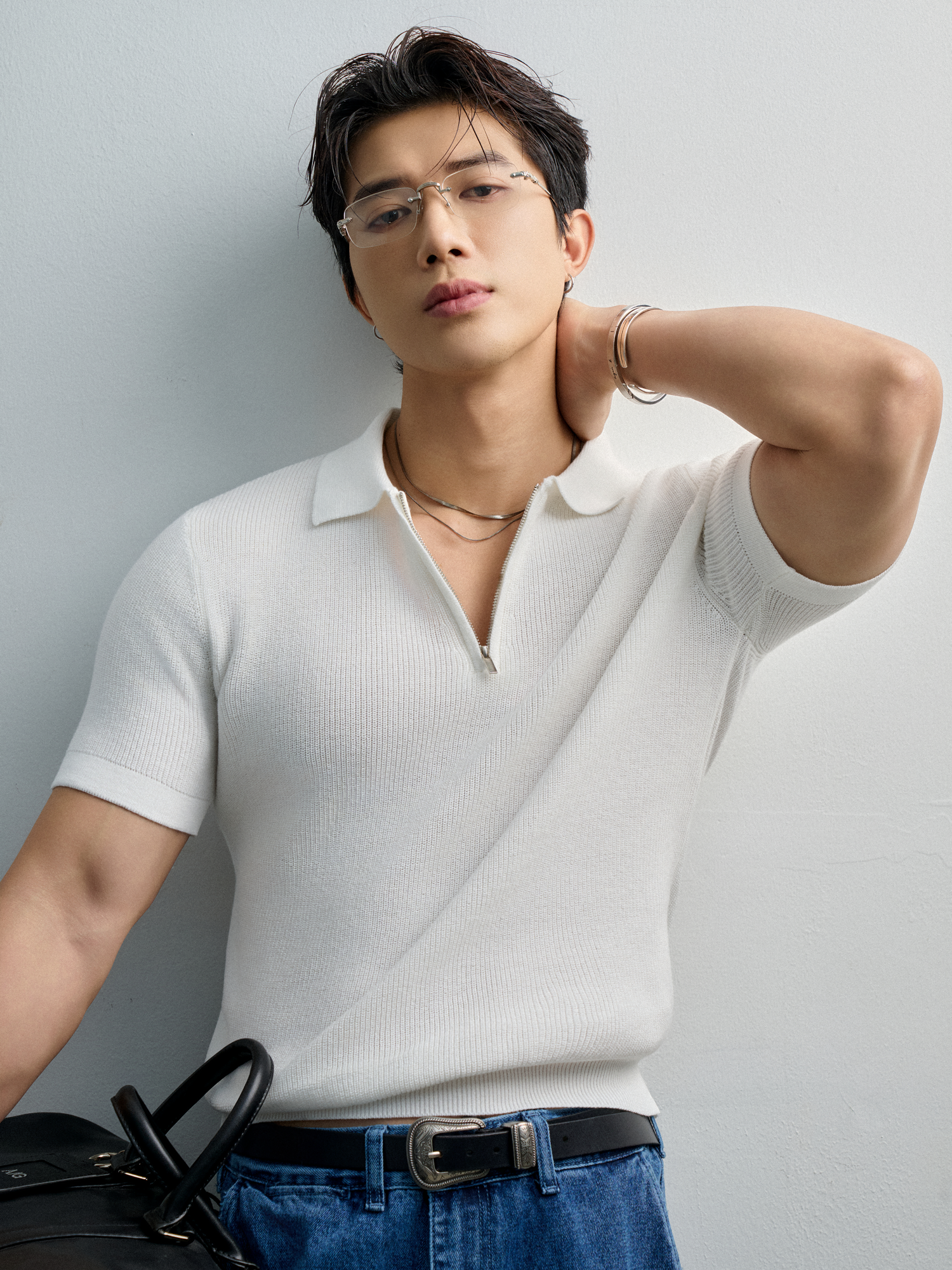 AG767 PREMIUM REGULAR FIT KNIT POLO - WHITE