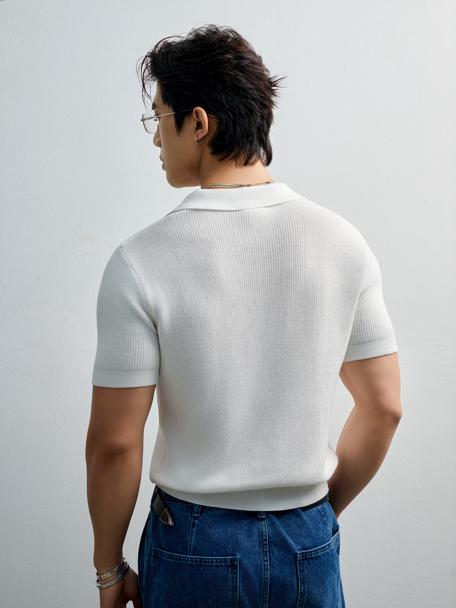 AG767 PREMIUM REGULAR FIT KNIT POLO - WHITE