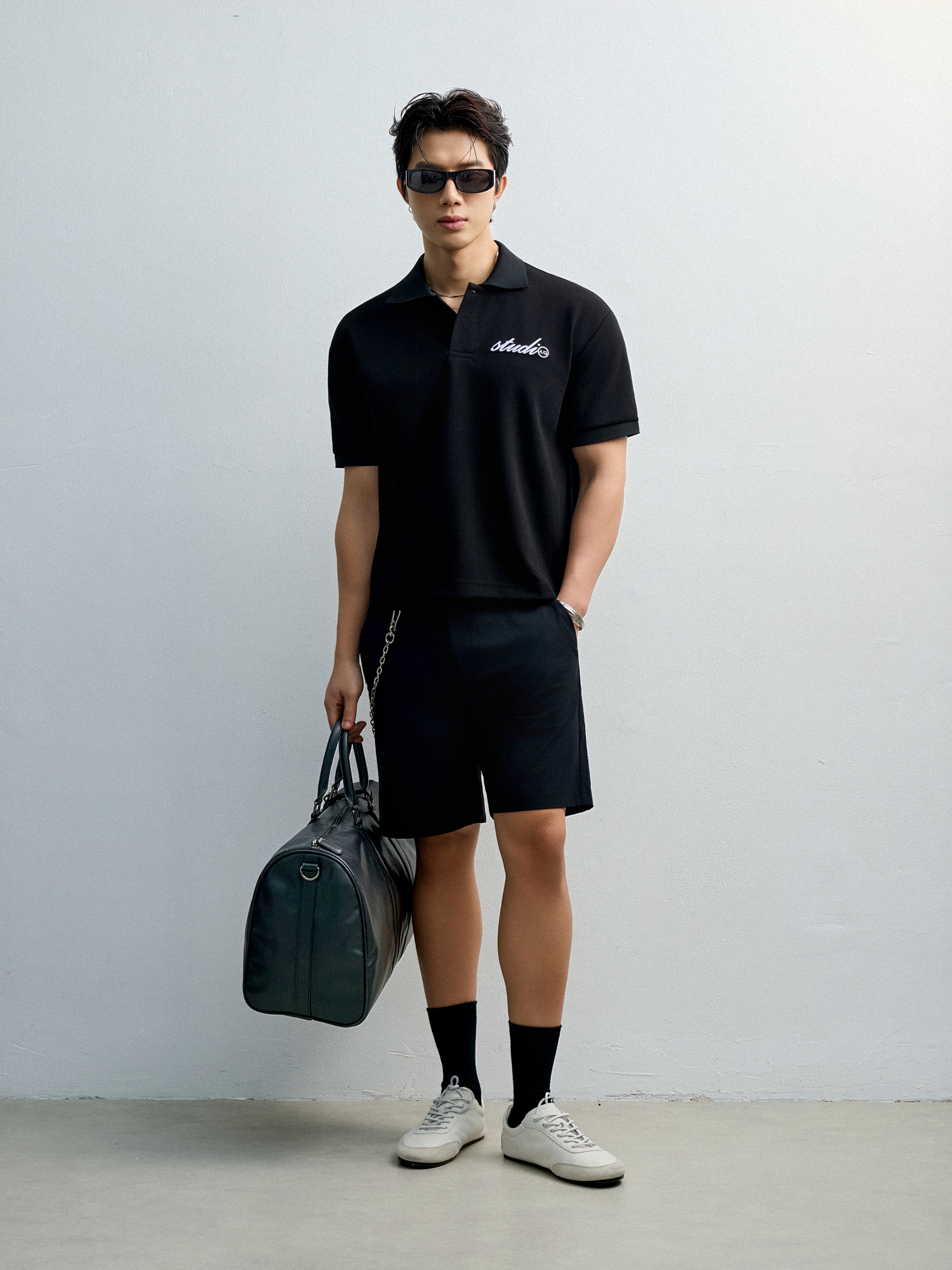 TT05 STUDIO LOOSE FIT POLO A/G LOGO - BLACK