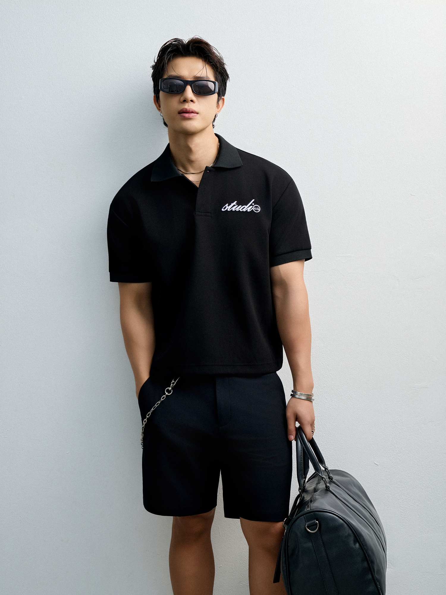 TT05 STUDIO LOOSE FIT POLO A/G LOGO - BLACK