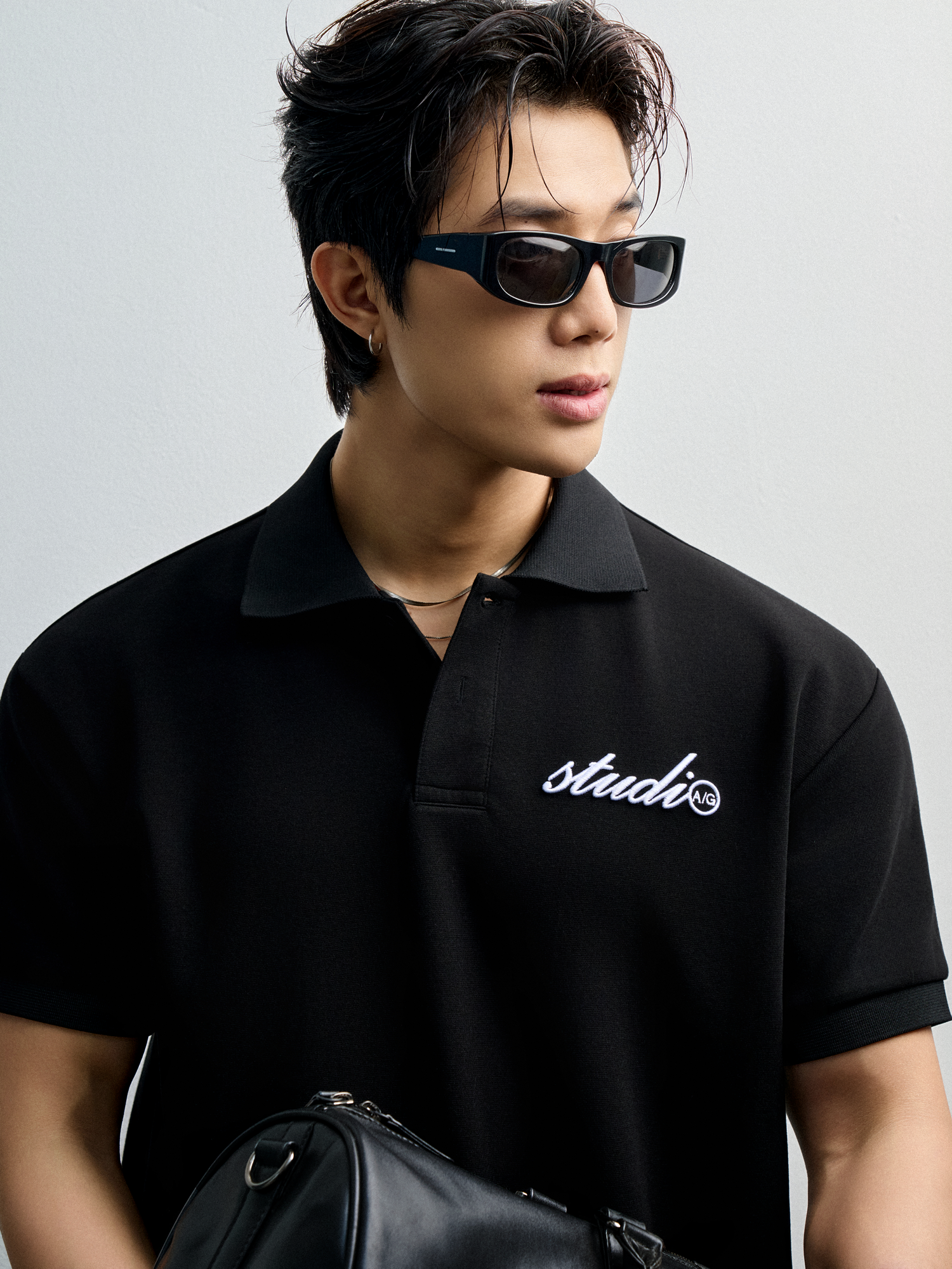 TT05 STUDIO LOOSE FIT POLO A/G LOGO - BLACK