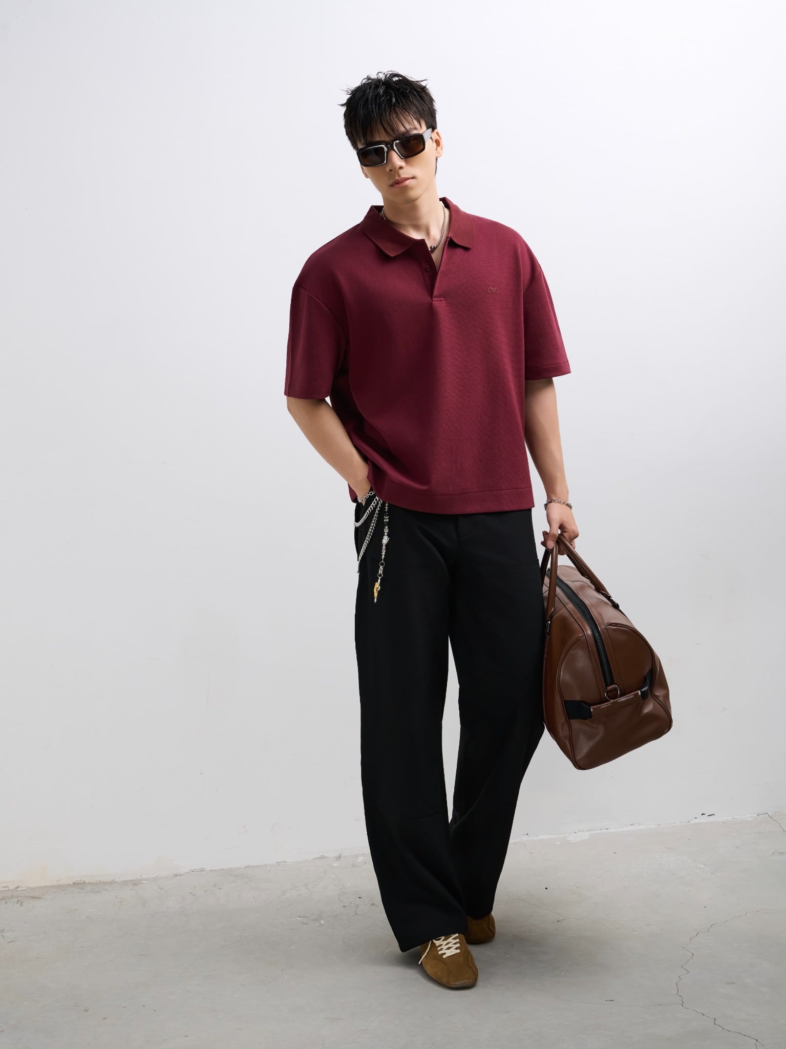 R003 STUDIO LOOSE FIT POLO A/G LOGO - RED