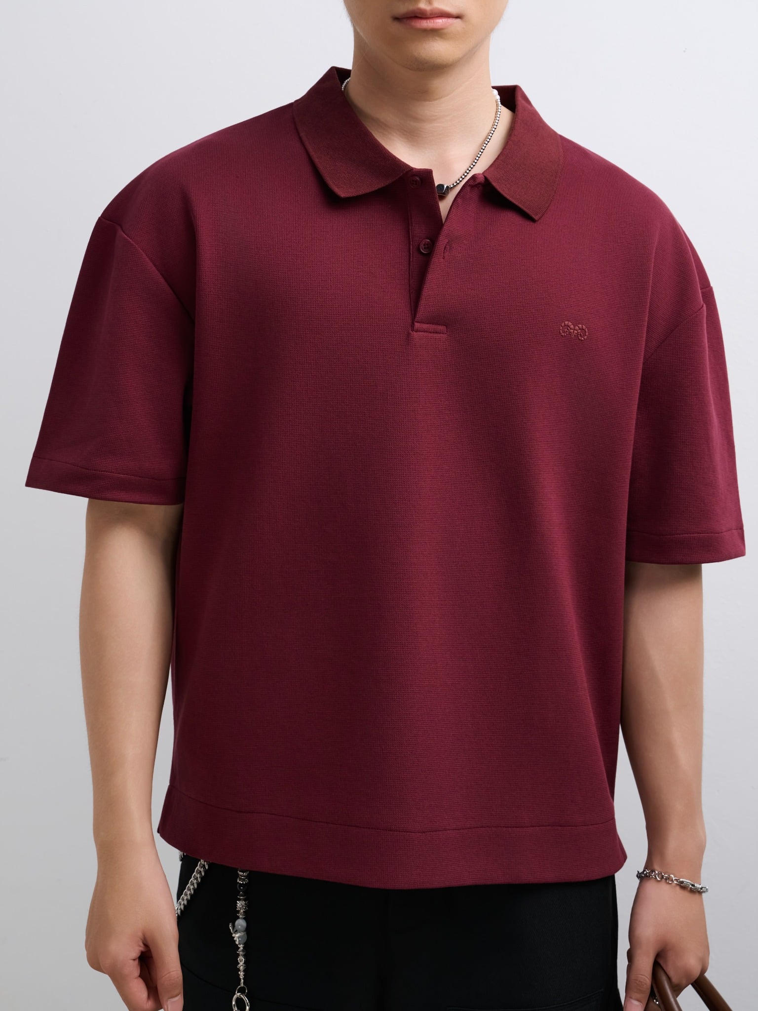 R003 STUDIO LOOSE FIT POLO A/G LOGO - RED