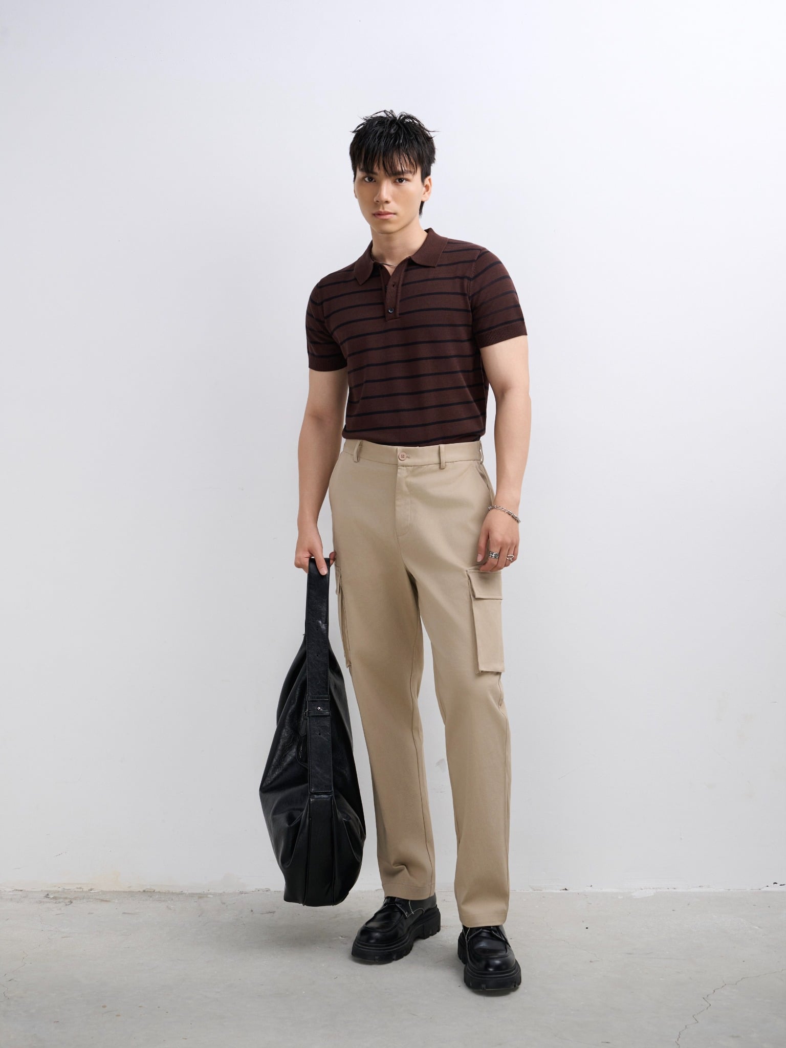 AG558 PREMIUM REGULAR FIT KNIT POLO - BROWN