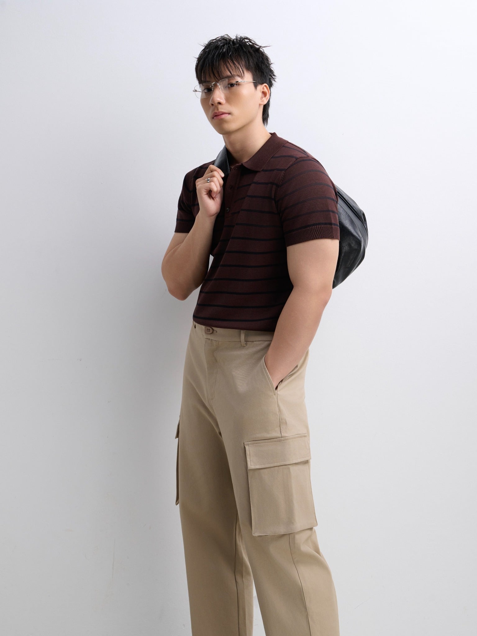 AG558 PREMIUM REGULAR FIT KNIT POLO - BROWN