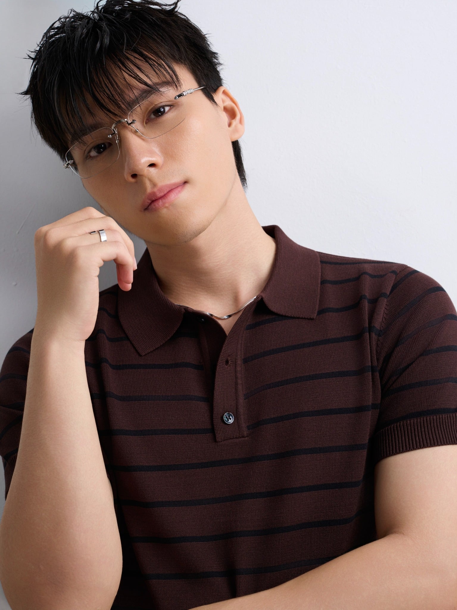 AG558 PREMIUM REGULAR FIT KNIT POLO - BROWN
