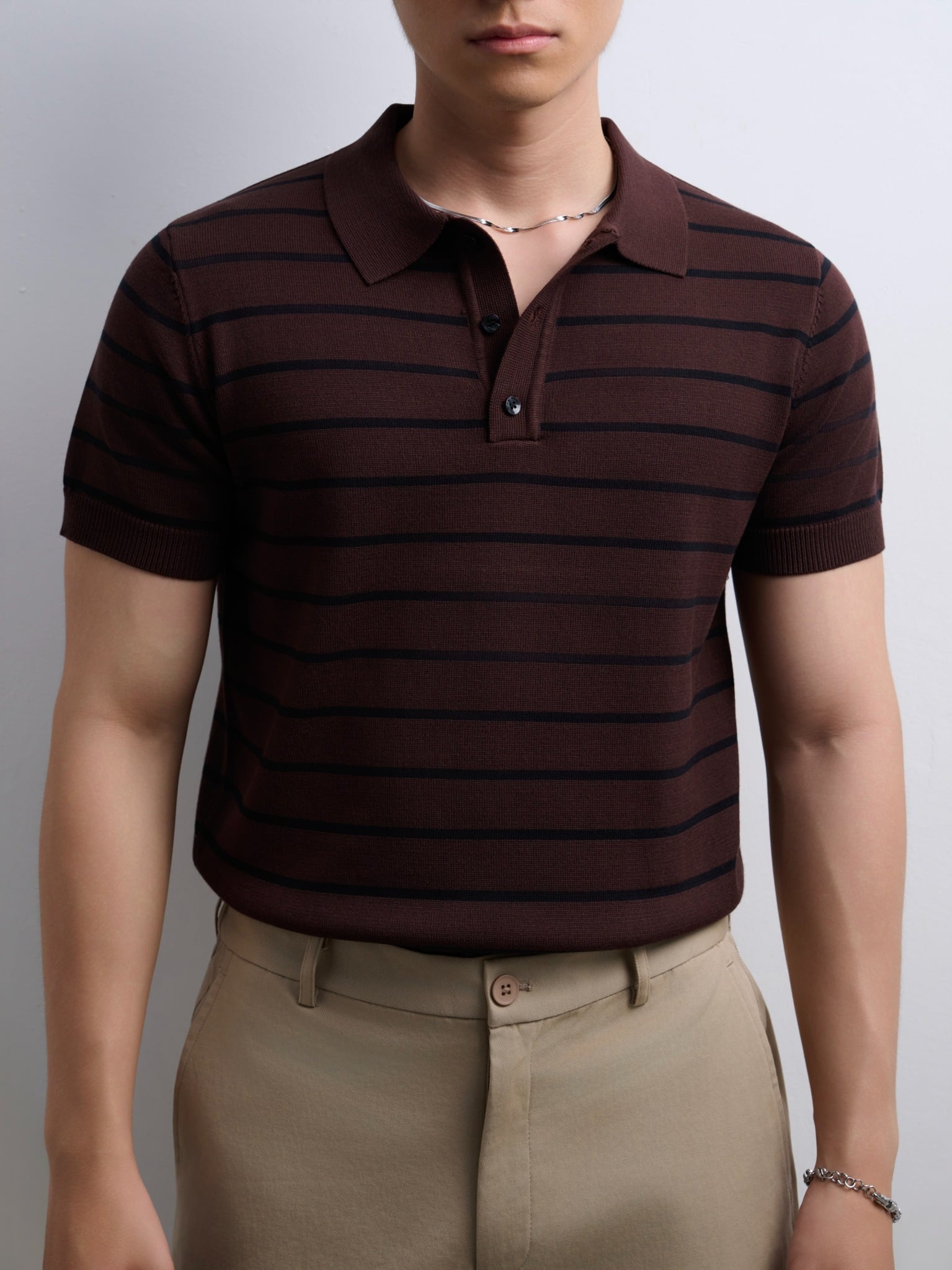 AG558 PREMIUM REGULAR FIT KNIT POLO - BROWN