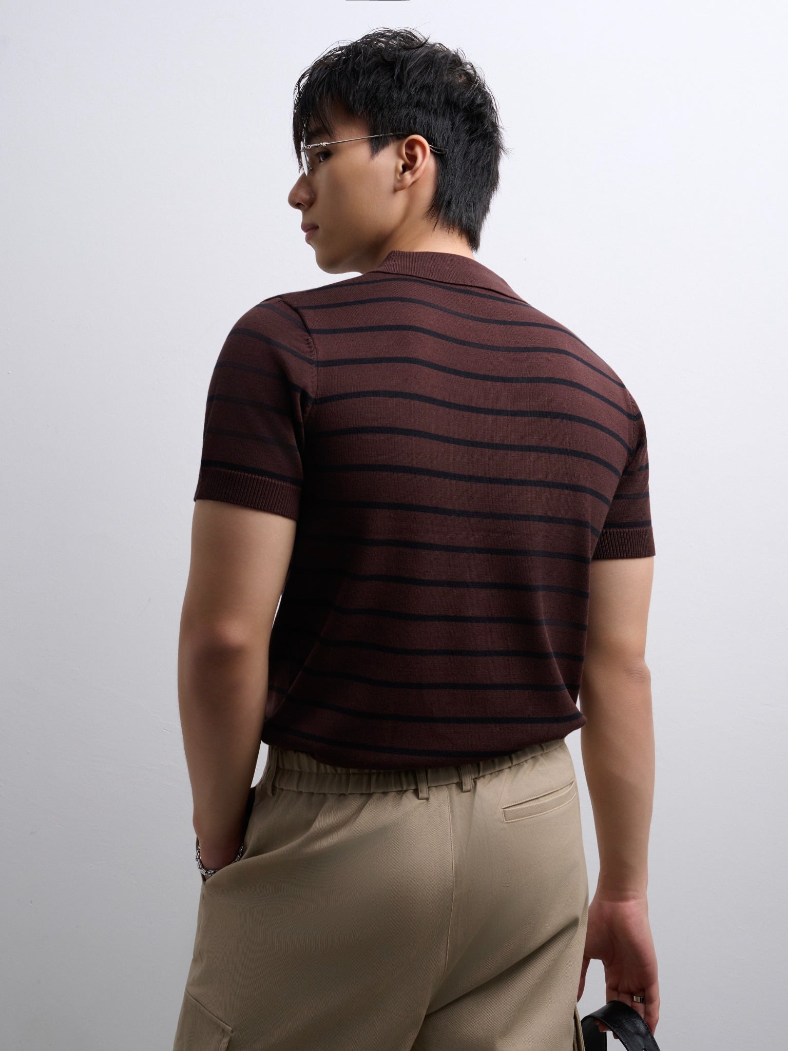 AG558 PREMIUM REGULAR FIT KNIT POLO - BROWN