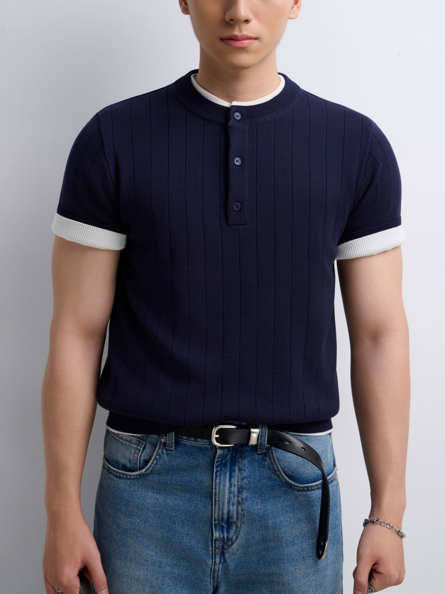 AG743 PREMIUM REGULAR FIT KNIT TSHIRT - DARK BLUE