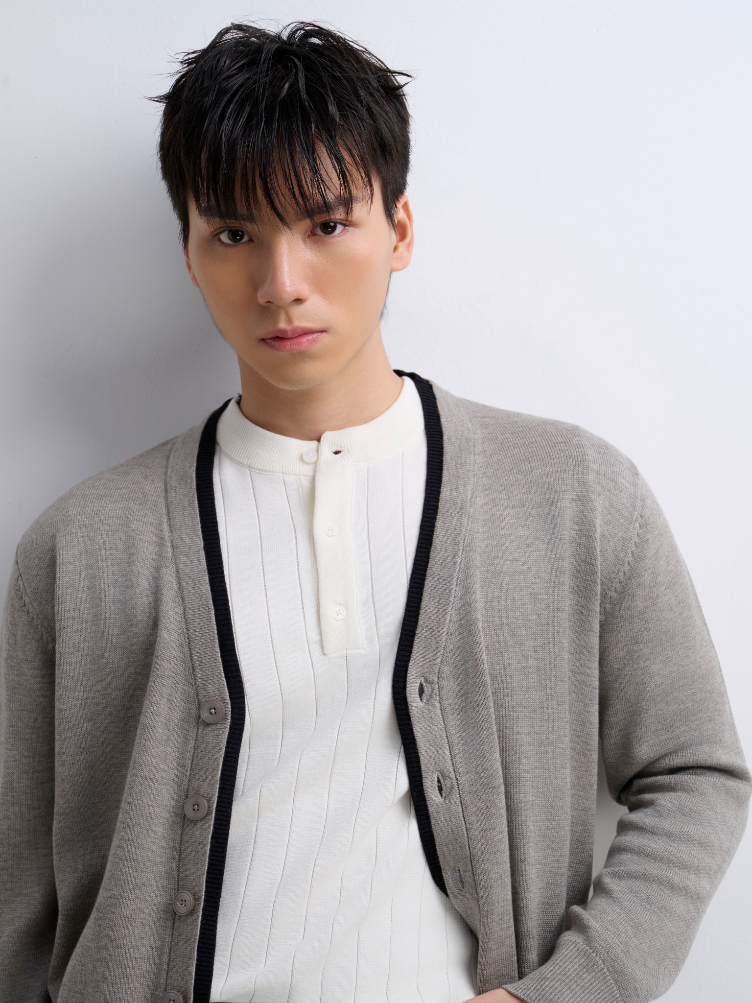 AG436 PREMIUM REGULAR FIT CARDIGAN - GREY