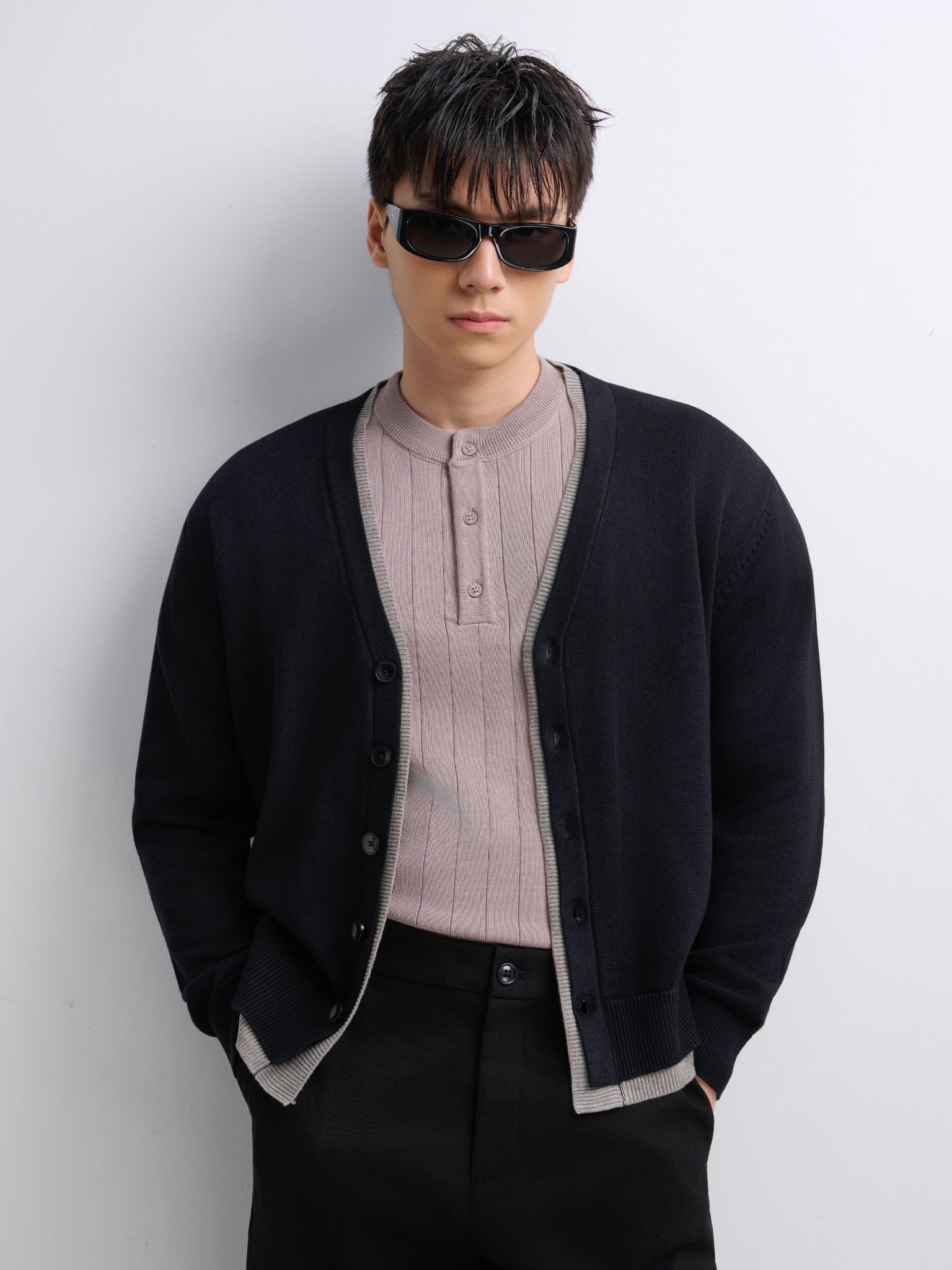 AG436 PREMIUM REGULAR FIT CARDIGAN - BLACK