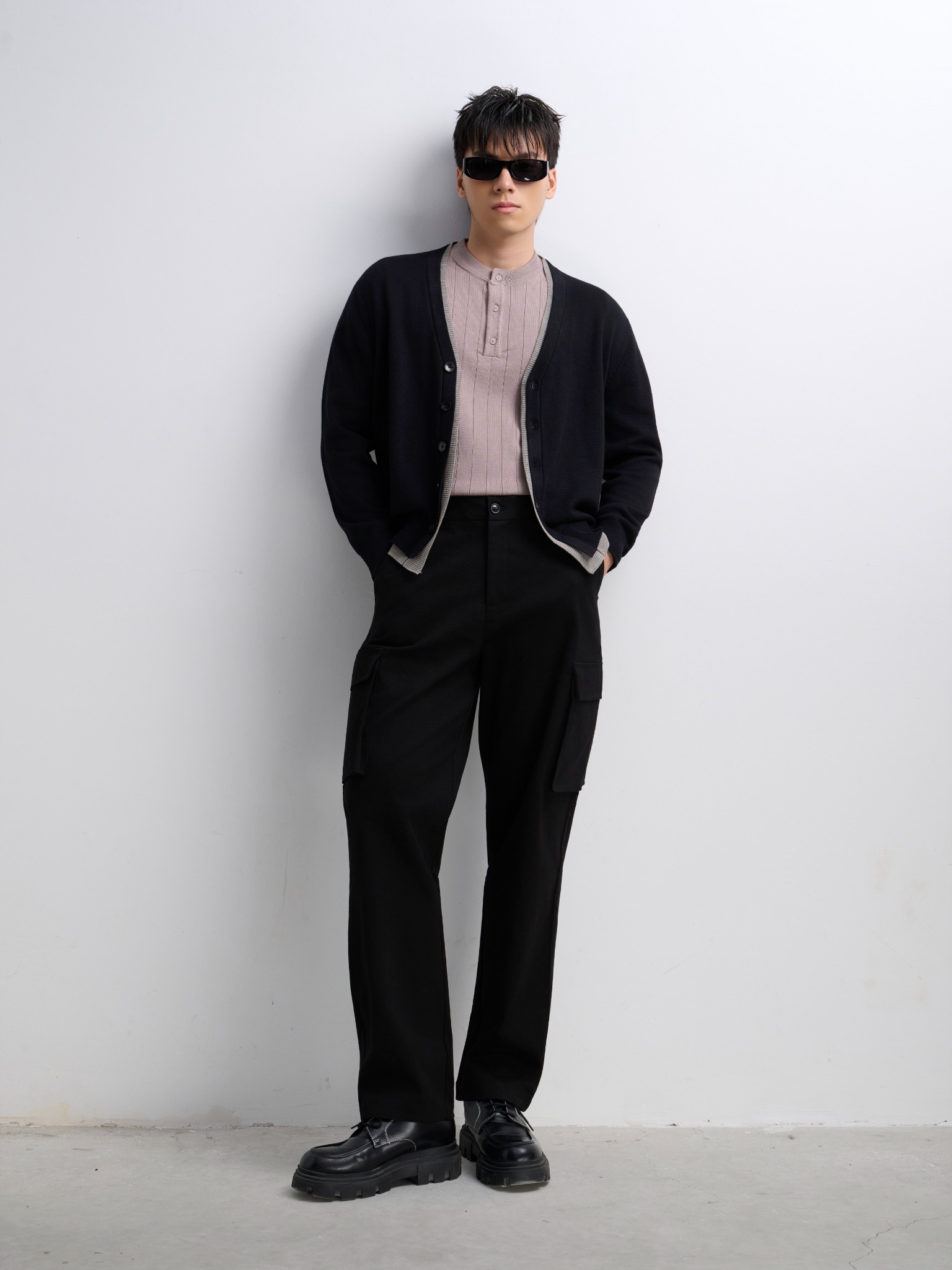 AG436 PREMIUM REGULAR FIT CARDIGAN - BLACK