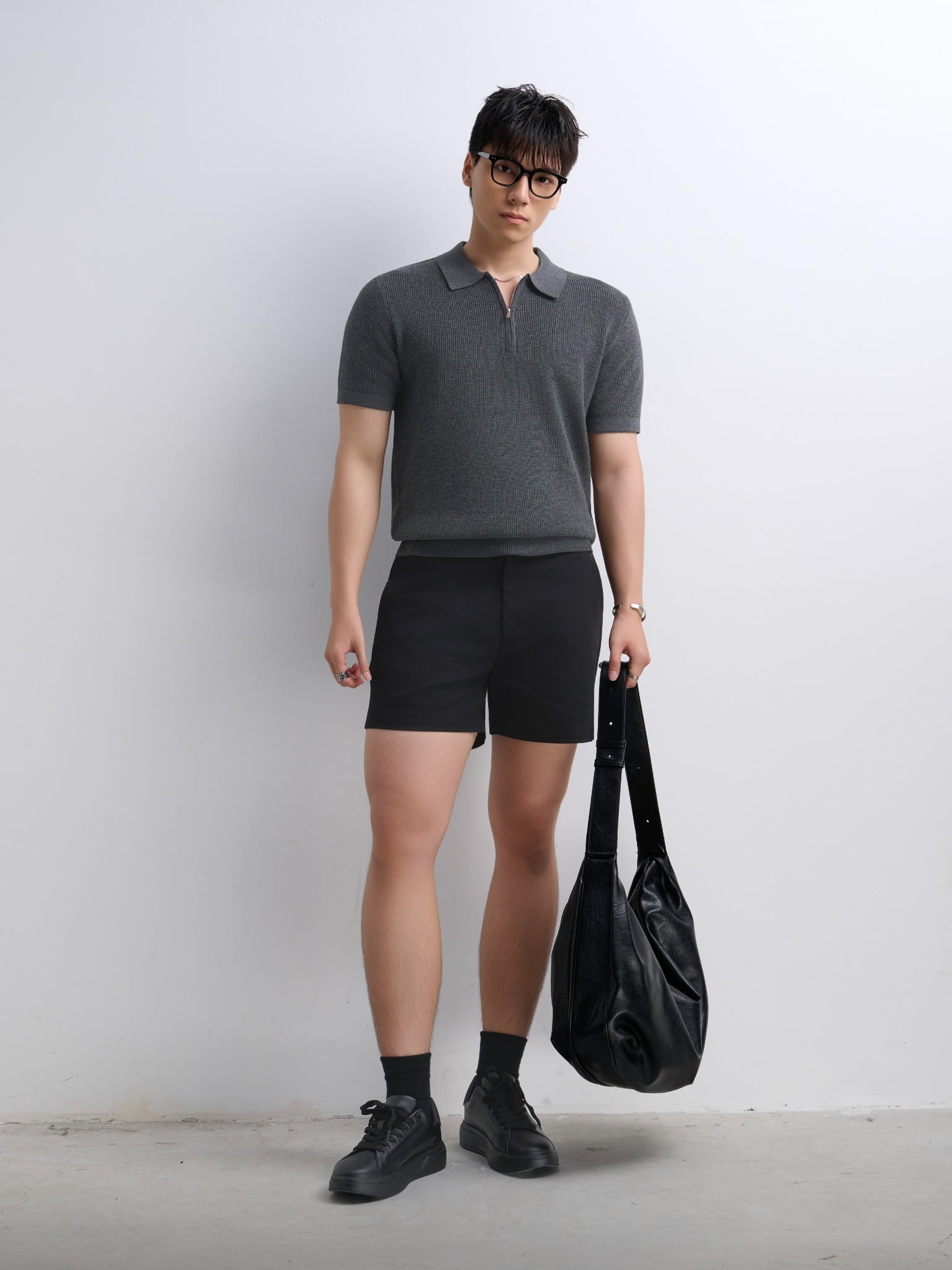 AG767 PREMIUM REGULAR FIT KNIT POLO - GREY
