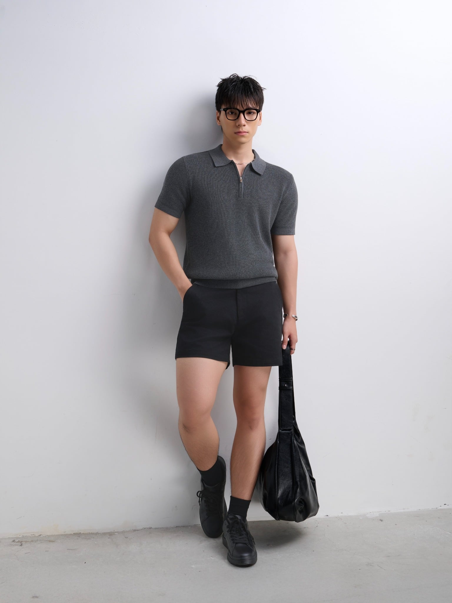 AG767 PREMIUM REGULAR FIT KNIT POLO - GREY