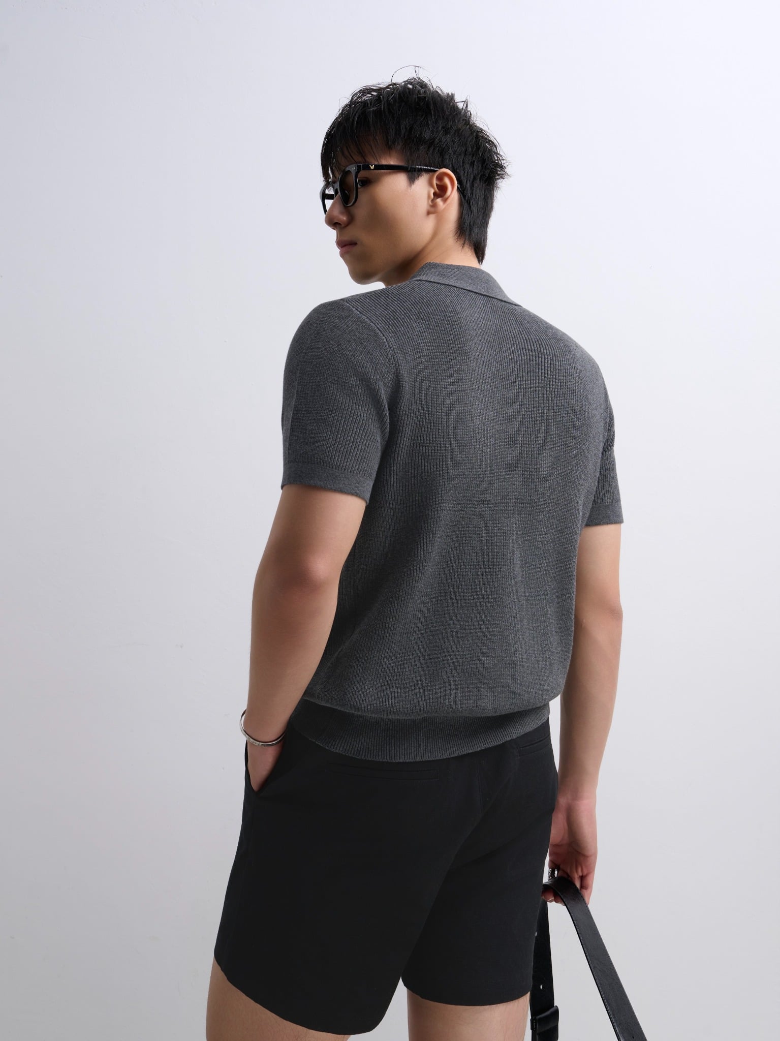 AG767 PREMIUM REGULAR FIT KNIT POLO - GREY