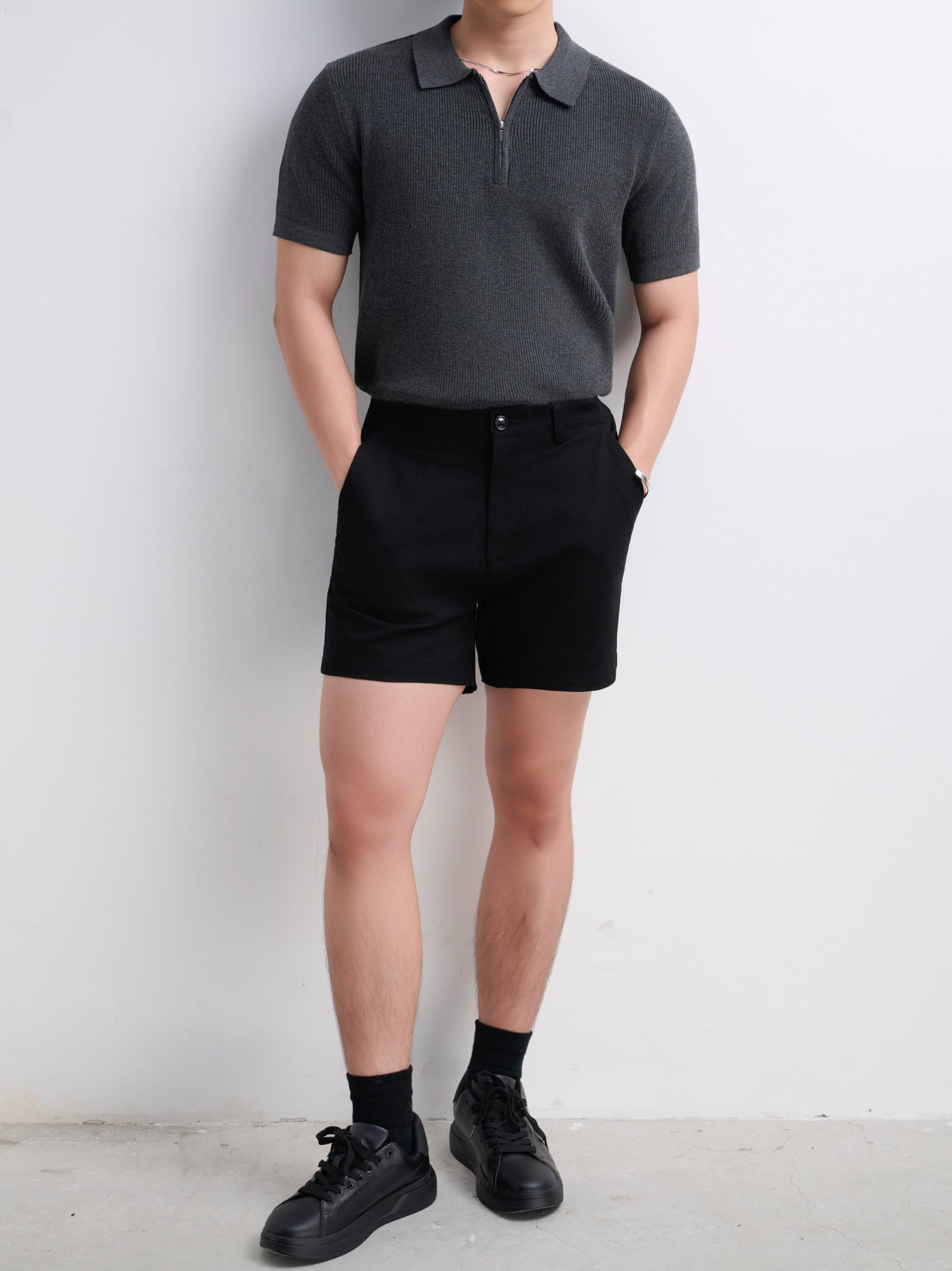 AG767 PREMIUM REGULAR FIT KNIT POLO - GREY