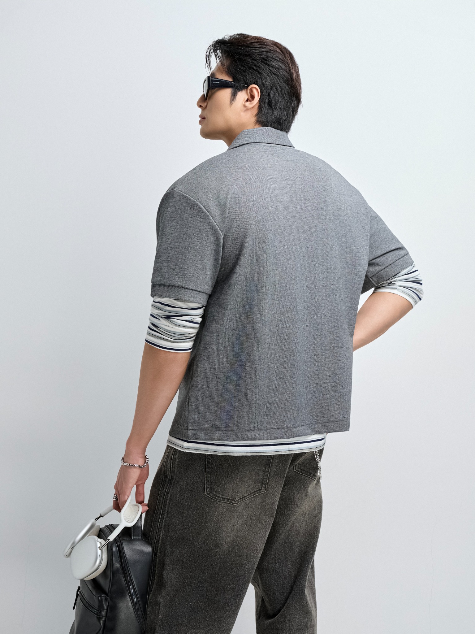 TT05 STUDIO LOOSE FIT POLO A/G LOGO - GREY
