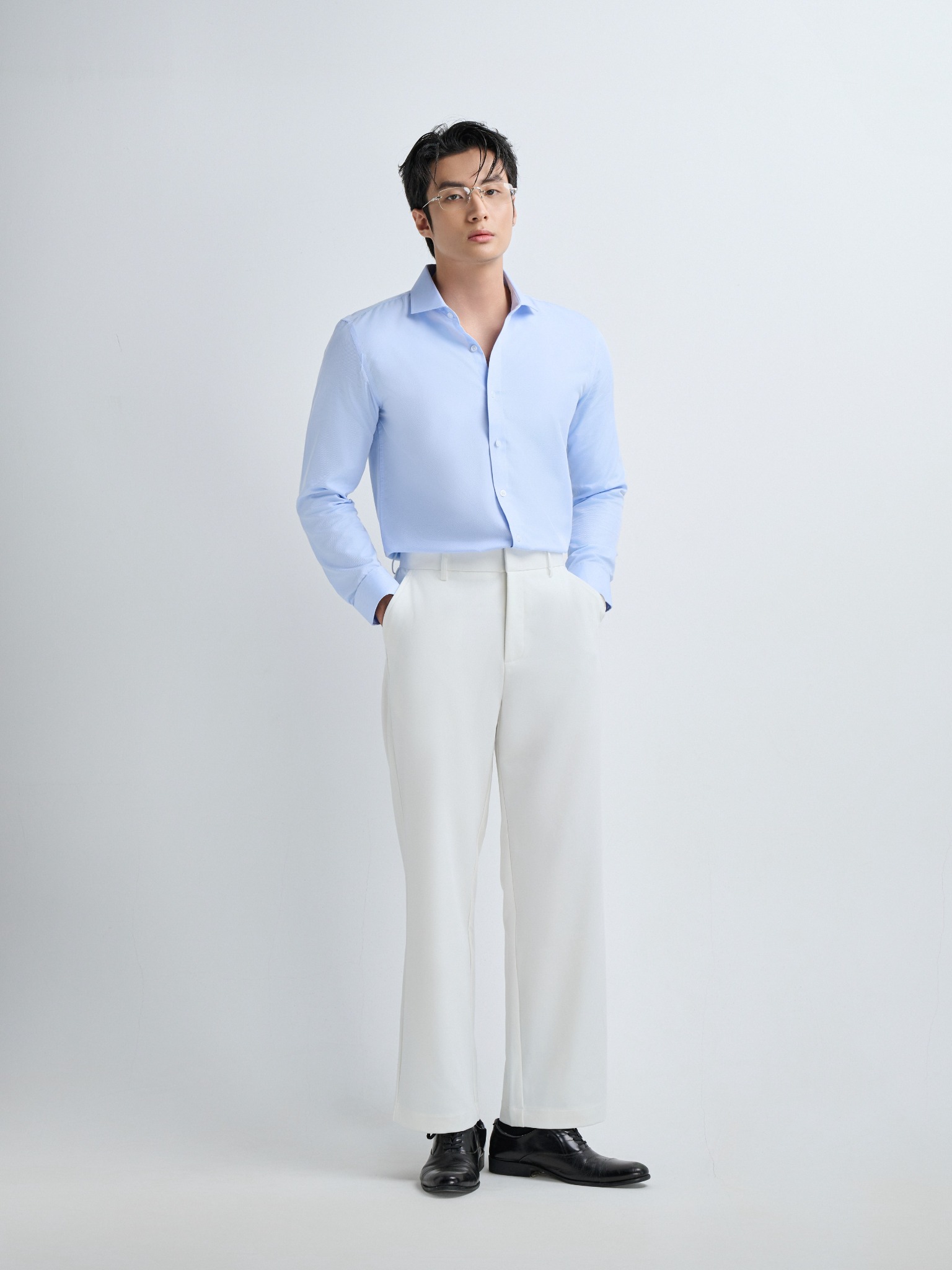 AG1P2 PREMIUM SLIMFIT TEXTURE SHIRT - LIGHT BLUE