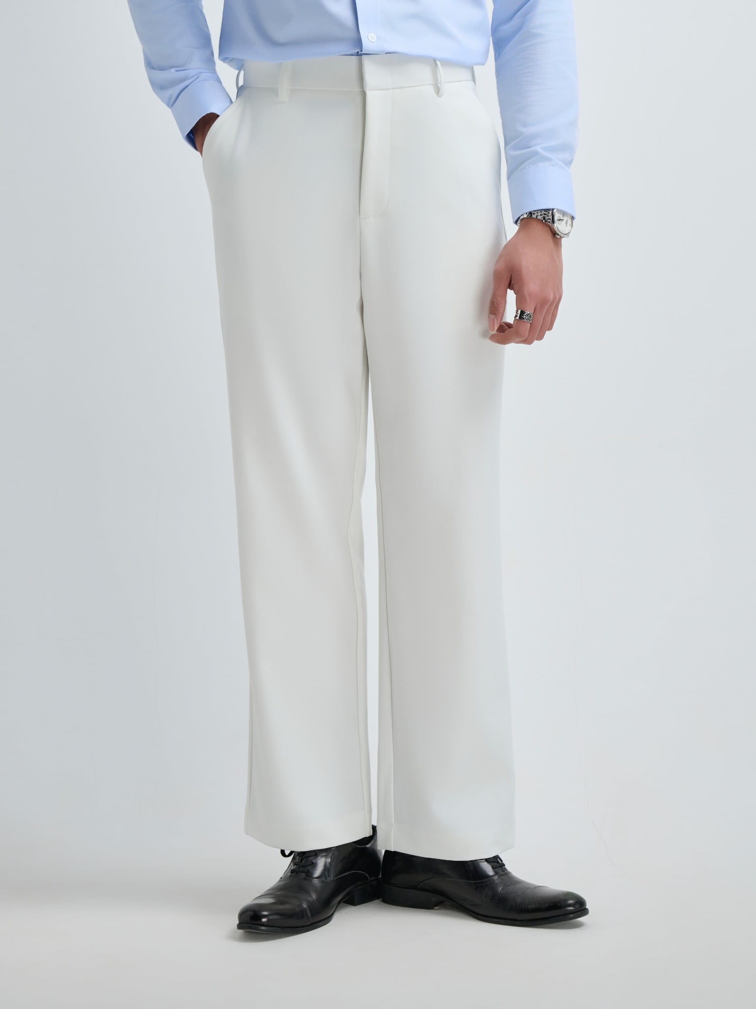 AGHT14 PREMIUM REGULAR FIT TROUSERS - WHITE