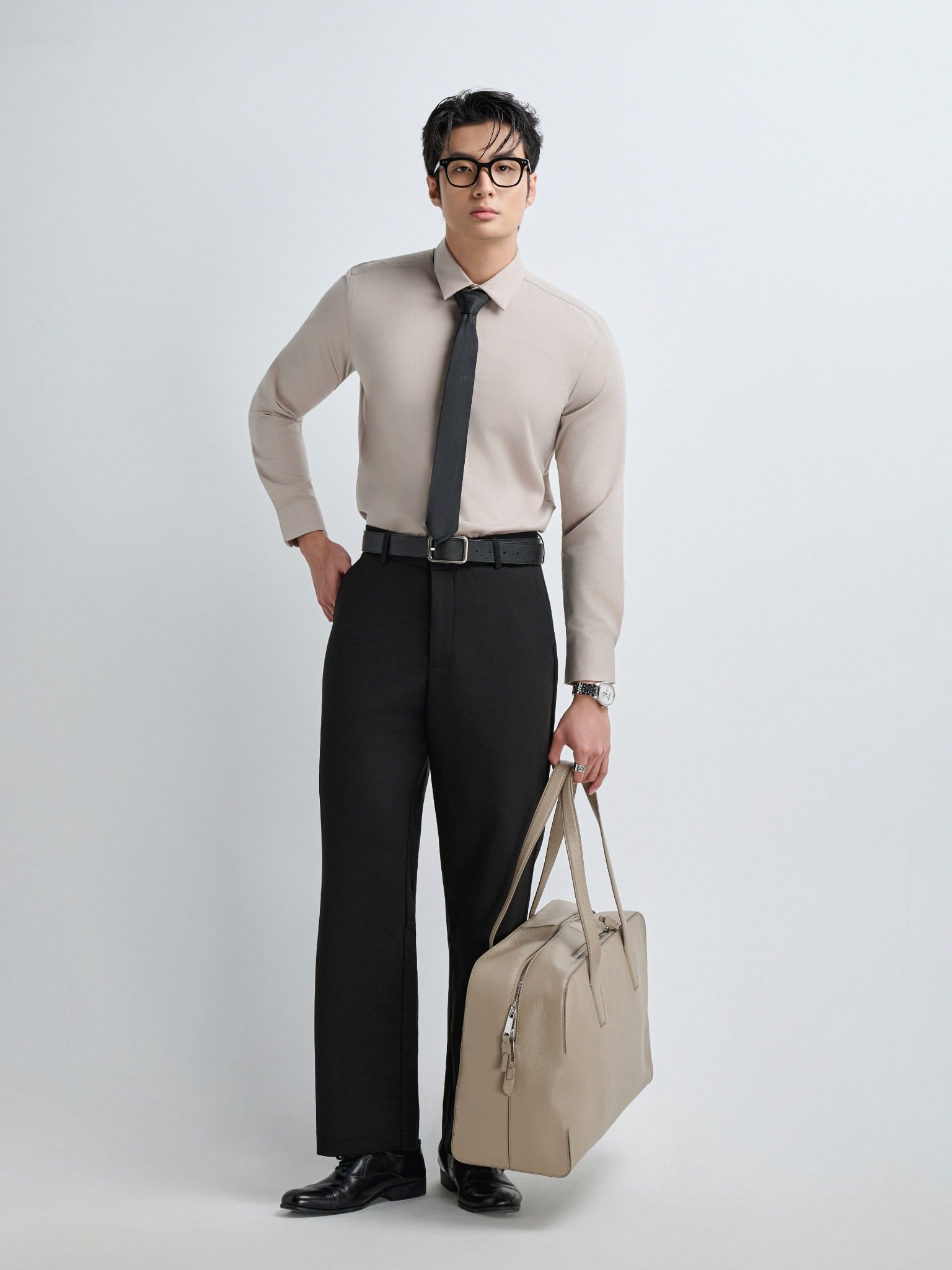 AG007 PREMIUM SLIMFIT TEXTURE SHIRT - BROWN