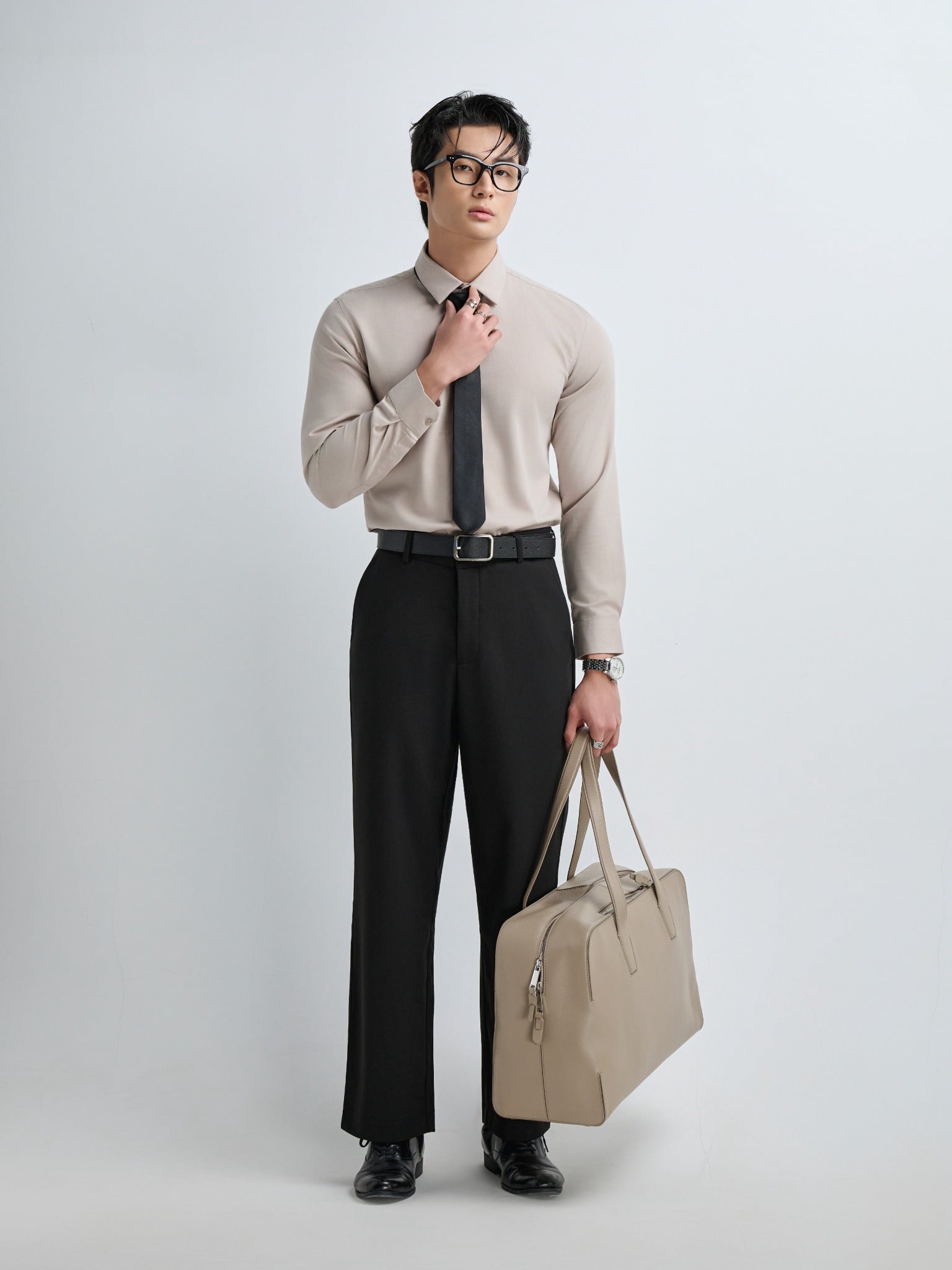 AG007 PREMIUM SLIMFIT TEXTURE SHIRT - BROWN