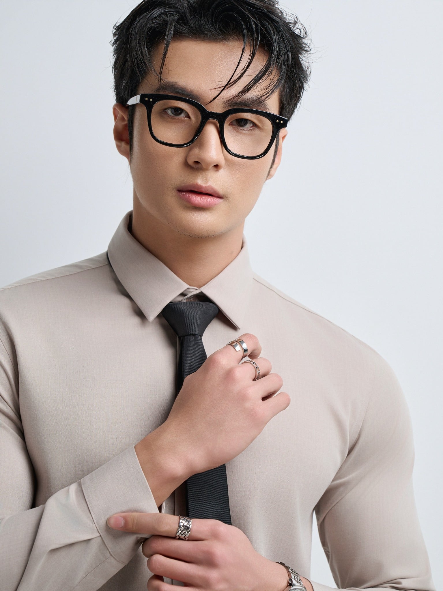 AG007 PREMIUM SLIMFIT TEXTURE SHIRT - BROWN