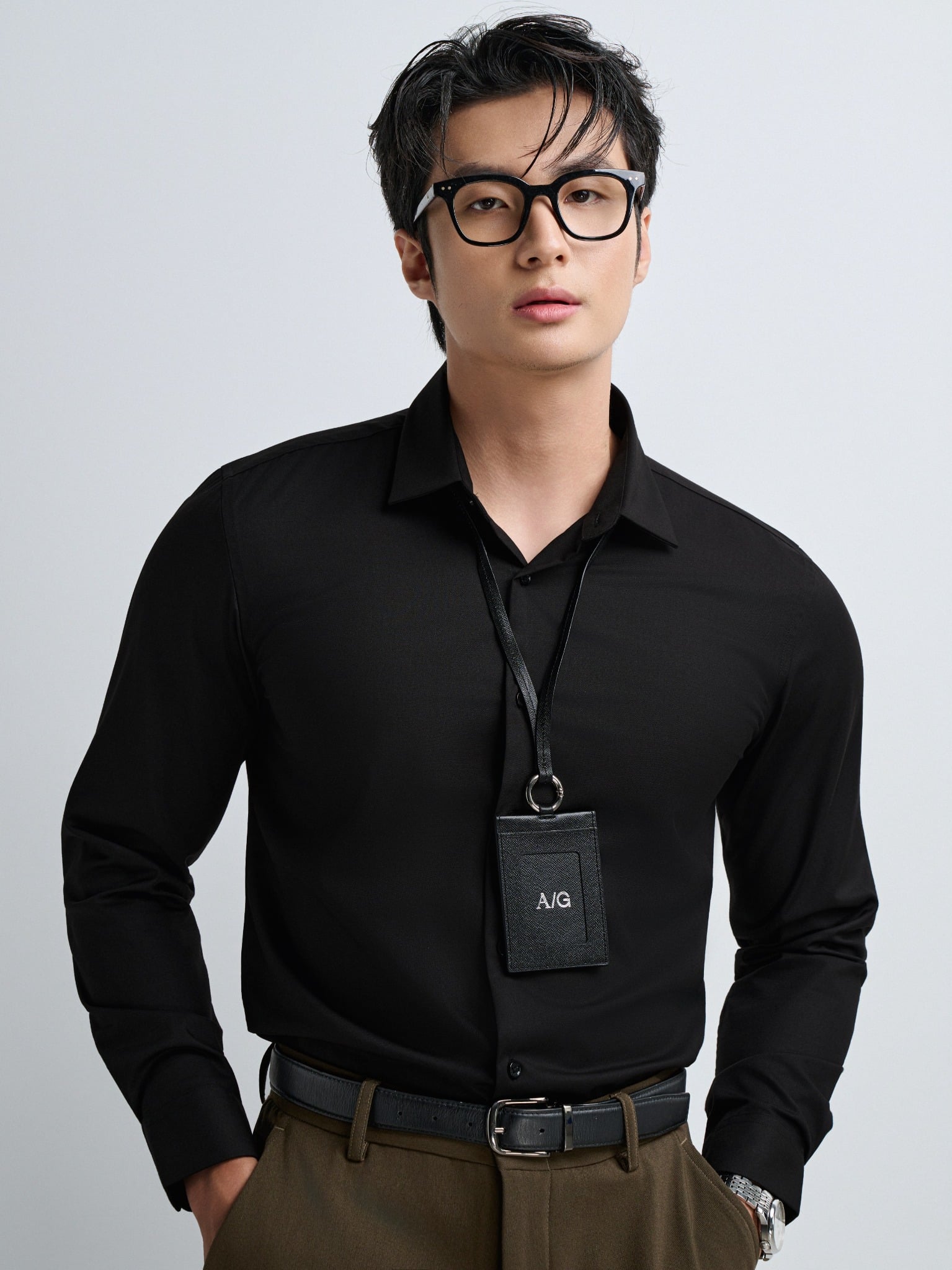 AG009 PREMIUM SLIMFIT SHIRT - BLACK