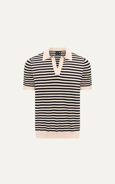  N563 CONTRAST STRIPED BUTTONLESS POLO -  OFF-WHITE