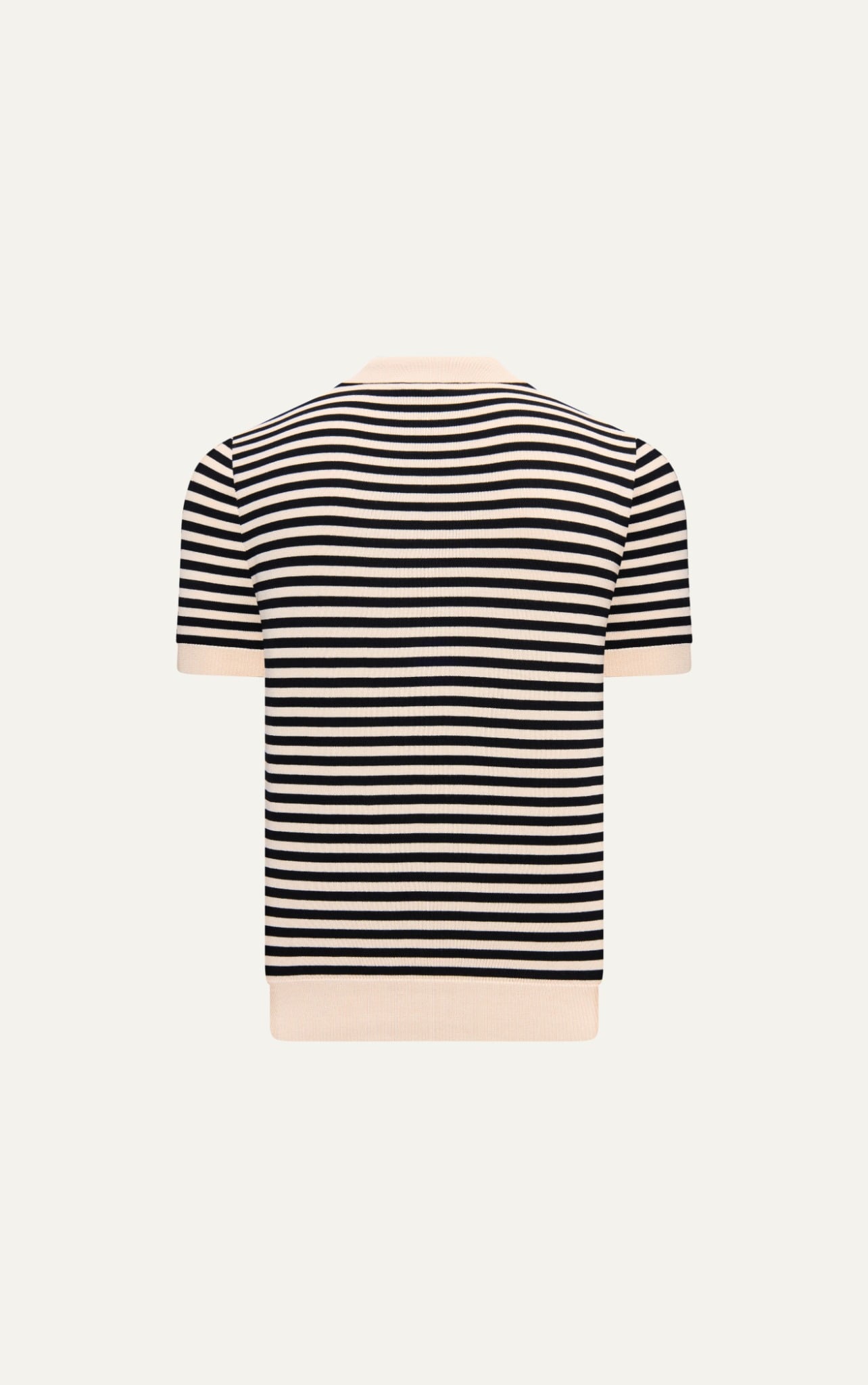 N563 CONTRAST STRIPED BUTTONLESS POLO -  OFF-WHITE