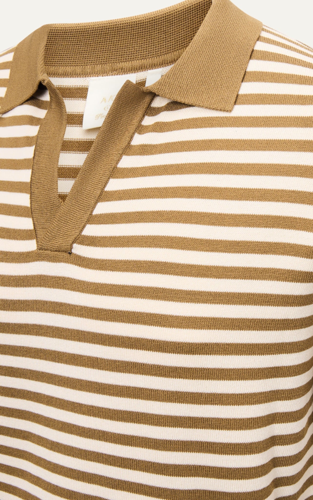 N563 CONTRAST STRIPED BUTTONLESS POLO -  OFF-WHITE