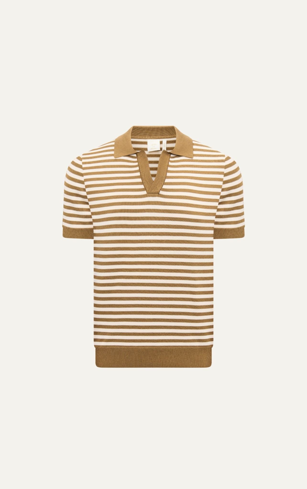  N563 CONTRAST STRIPED BUTTONLESS POLO -  OFF-WHITE 