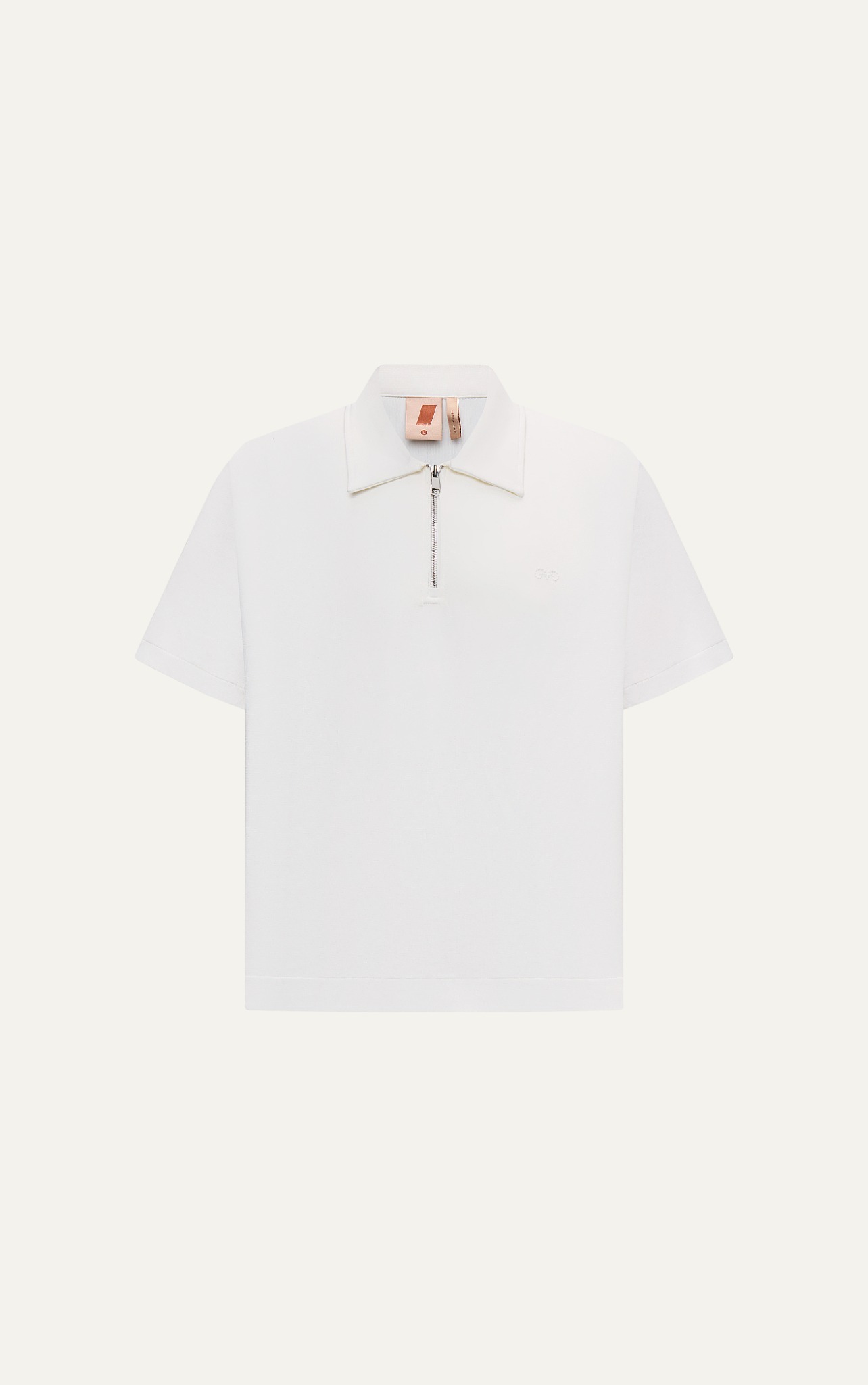 R1 LOOSE FIT POLO ZIP A/G LOGO - WHITE