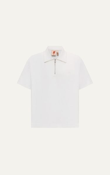  R1 LOOSE FIT POLO ZIP A/G LOGO - WHITE