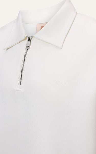  R1 LOOSE FIT POLO ZIP A/G LOGO - WHITE 