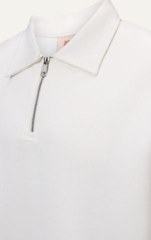 R1 LOOSE FIT POLO ZIP A/G LOGO - WHITE