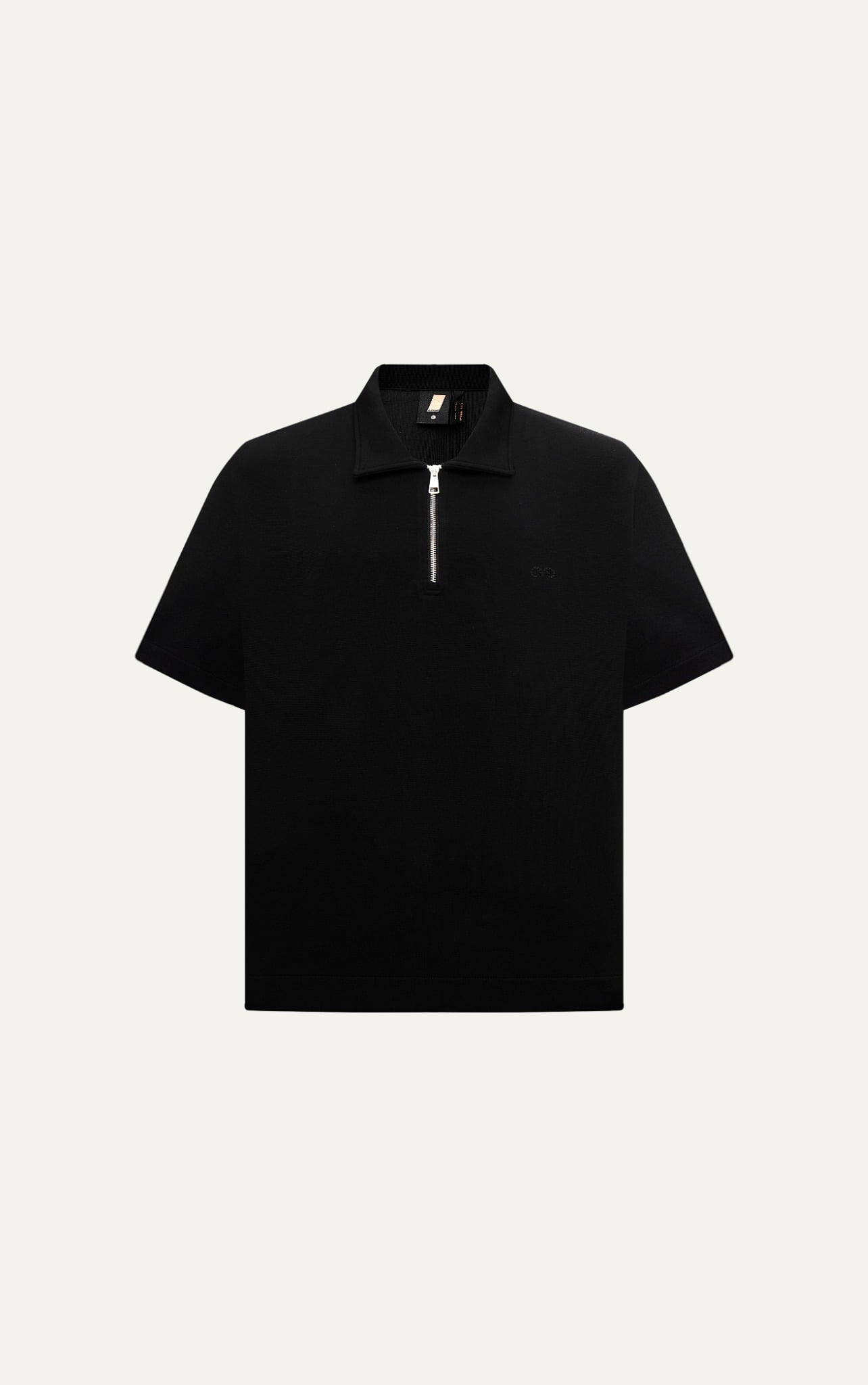 R1 LOOSE FIT POLO ZIP A/G LOGO - BLACK
