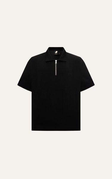  R1 LOOSE FIT POLO ZIP A/G LOGO - BLACK