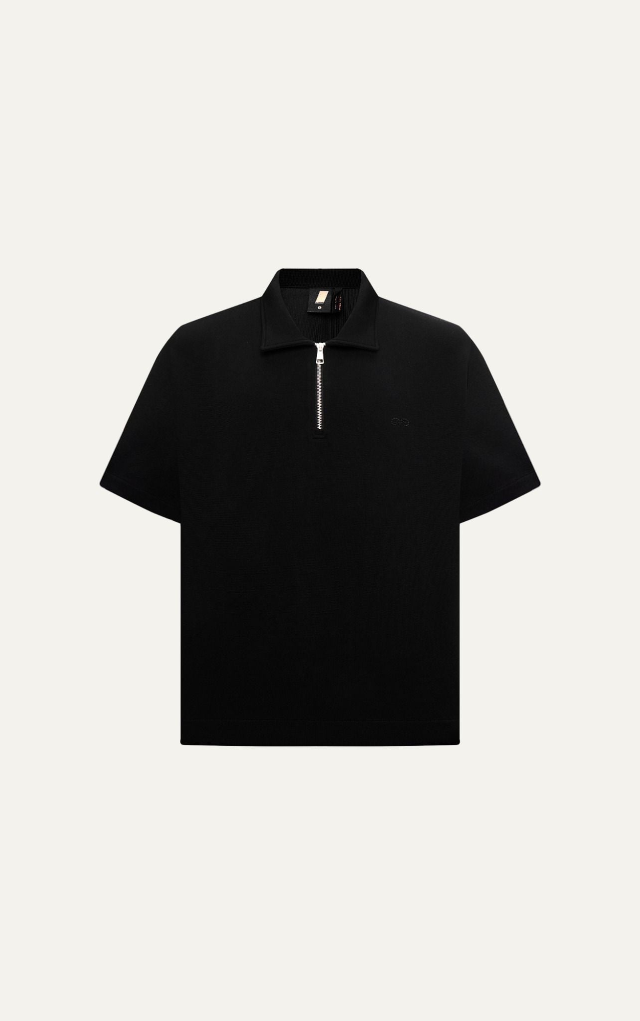  R1 LOOSE FIT POLO ZIP A/G LOGO - BLACK 