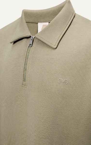  R1 LOOSE FIT POLO ZIP A/G LOGO - BROWN 