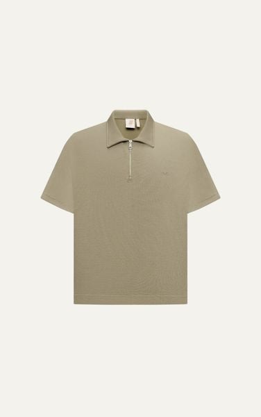 R1 LOOSE FIT POLO ZIP A/G LOGO - BROWN