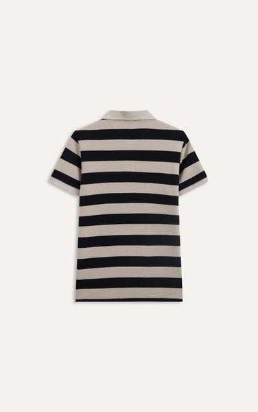  AG9012 PREMIUM SLIM FIT POLO SHIRT WITH BEIGE AND BLACK STRIPES - BEGIE 