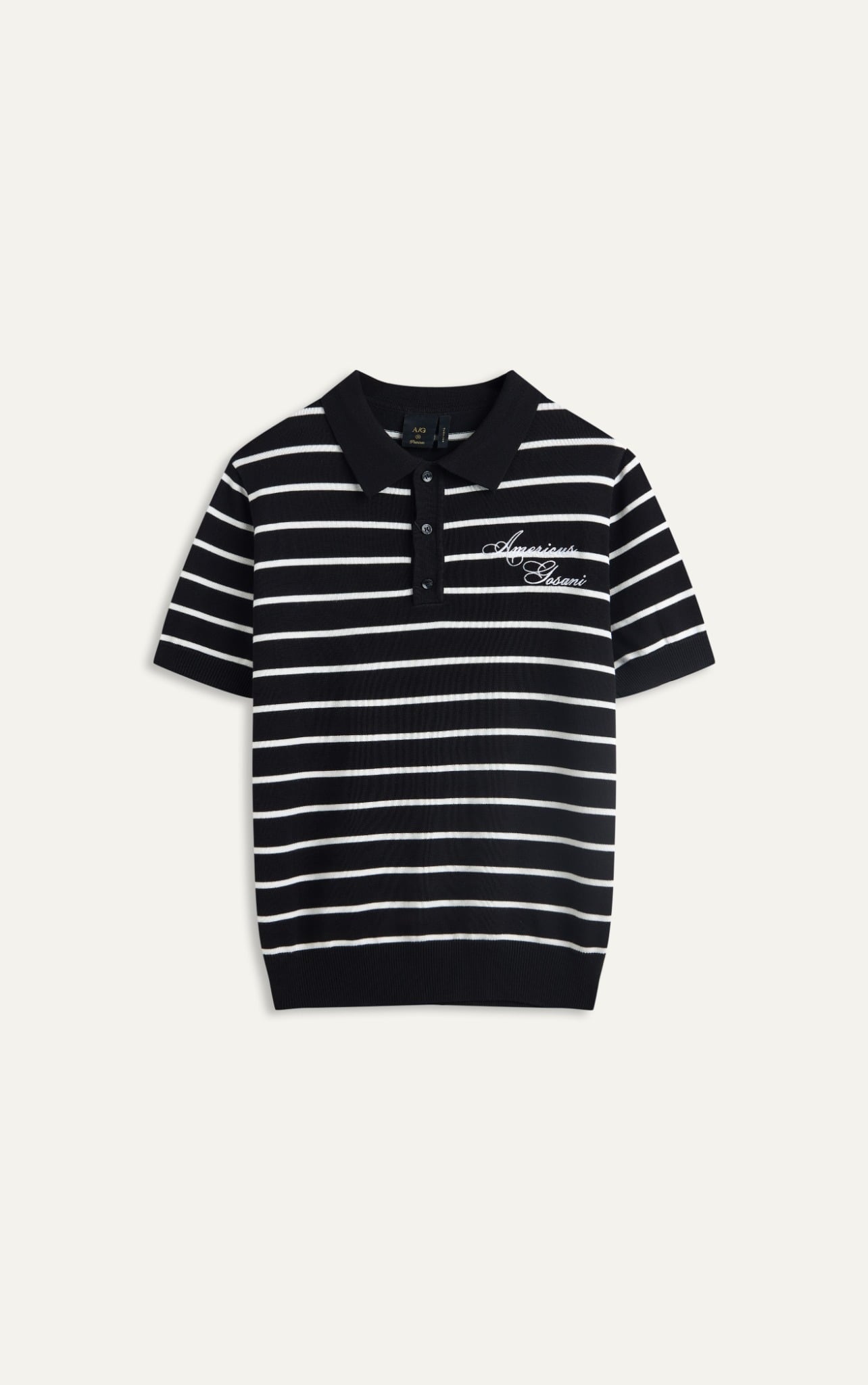 AG770 PREMIUM STRIPED KNIT POLO SHIRT - BLACK