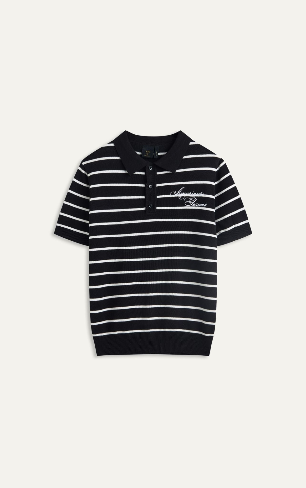  AG770 PREMIUM STRIPED KNIT POLO SHIRT - BLACK 
