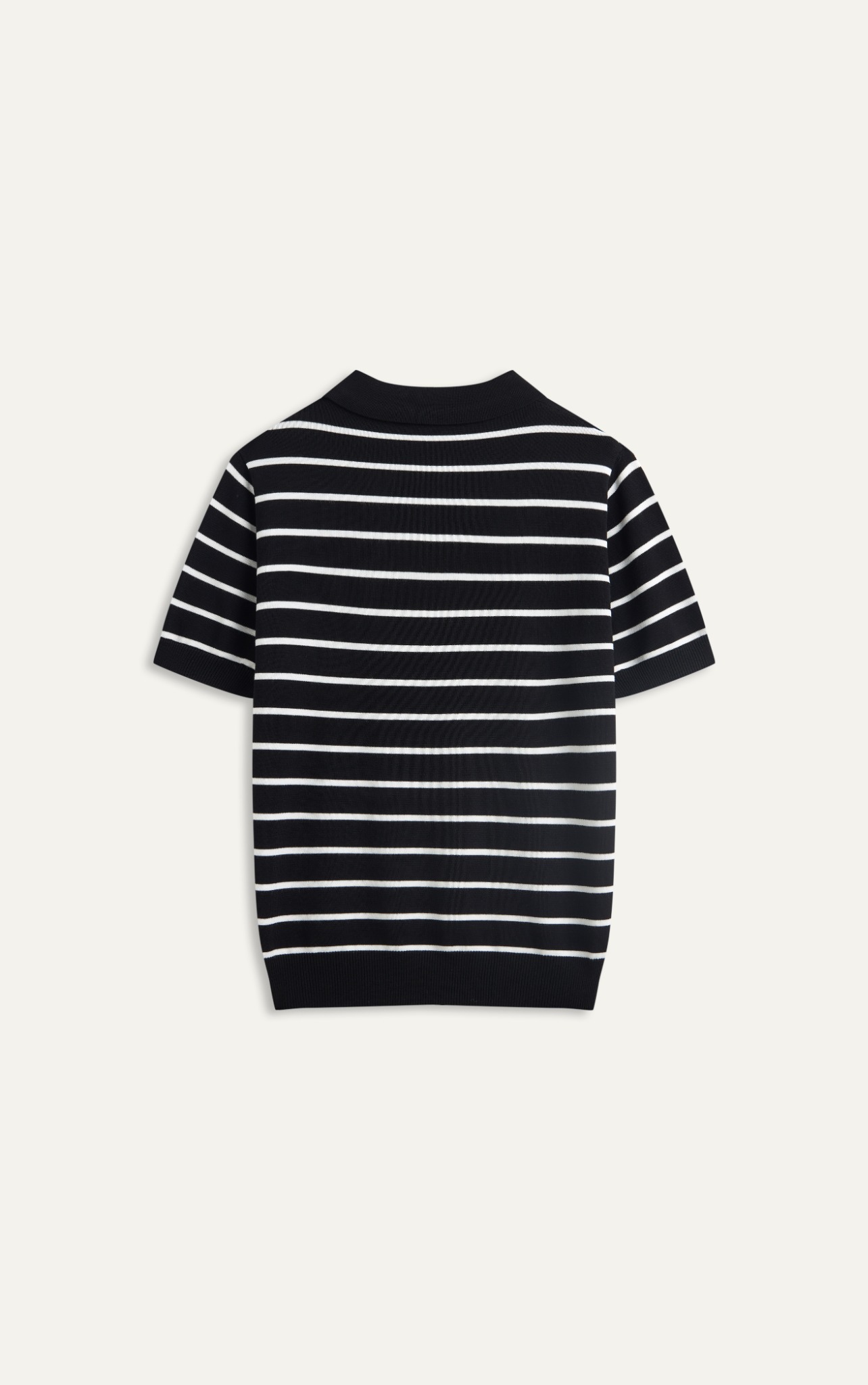 AG770 PREMIUM STRIPED KNIT POLO SHIRT - BLACK