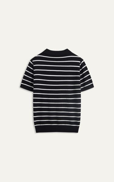  AG770 PREMIUM STRIPED KNIT POLO SHIRT - BLACK 