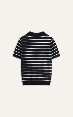 AG770 PREMIUM STRIPED KNIT POLO SHIRT - BLACK