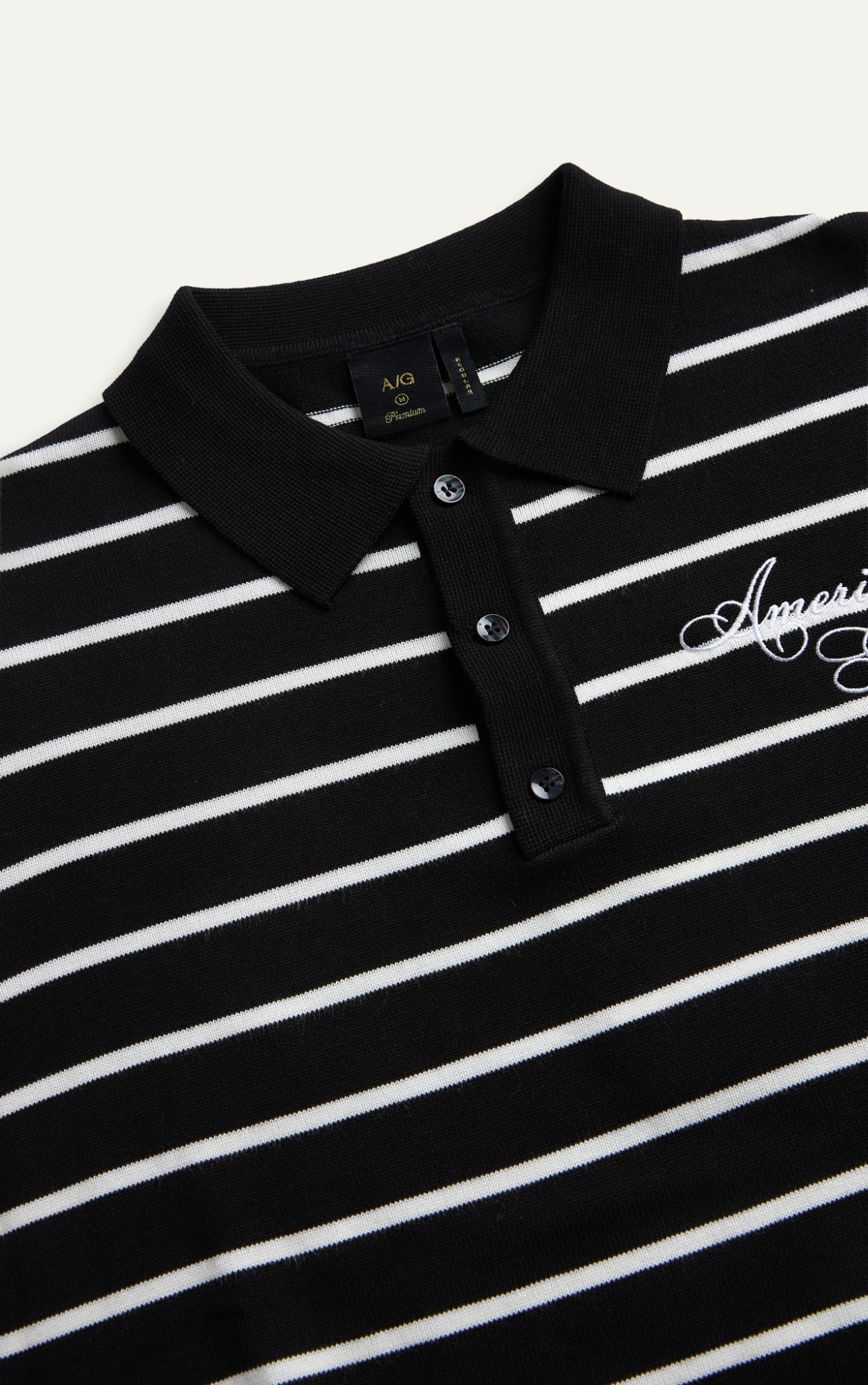 AG770 PREMIUM STRIPED KNIT POLO SHIRT - BLACK