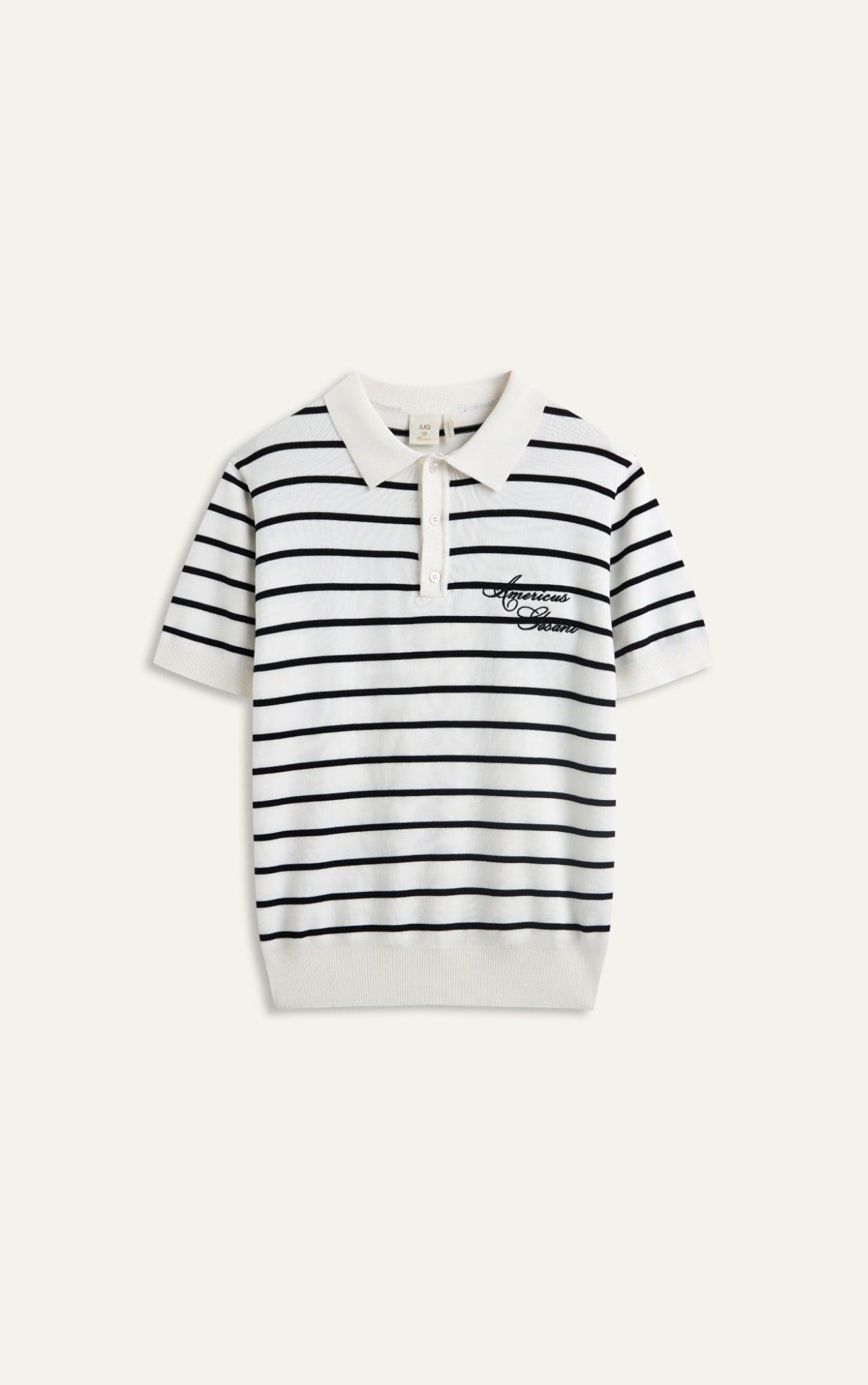 AG770 PREMIUM STRIPED KNIT POLO SHIRT - WHITE